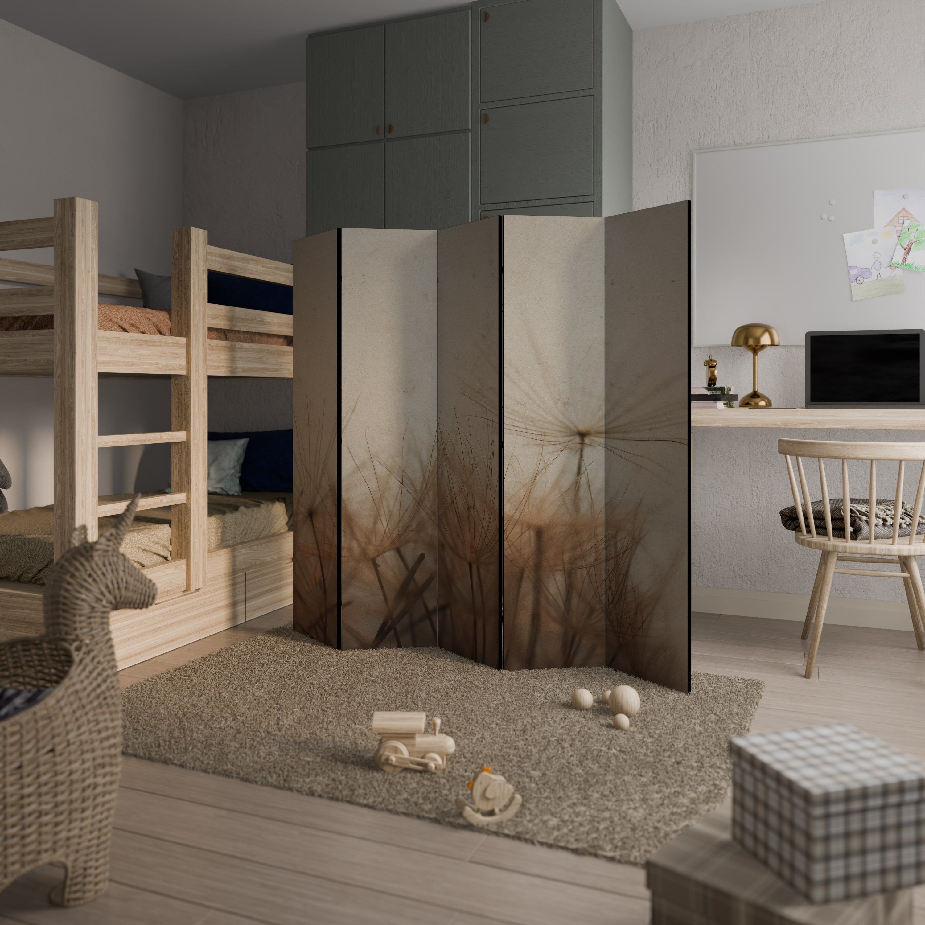 Dekorativ rumsavdelare med 5 paneler EARTH BREATH