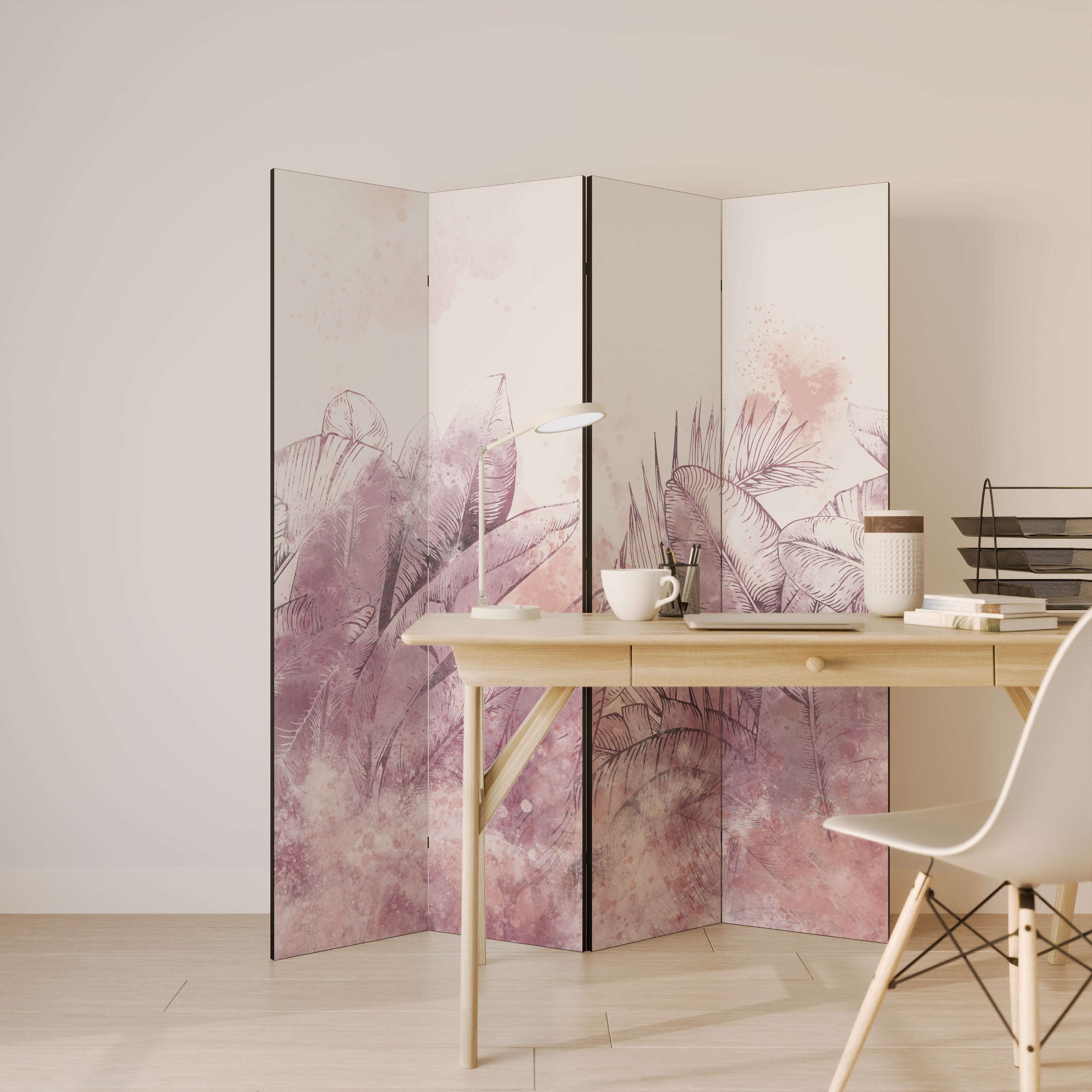 Dekorativ rumsavdelare med 4 paneler i TROPISK GLAM