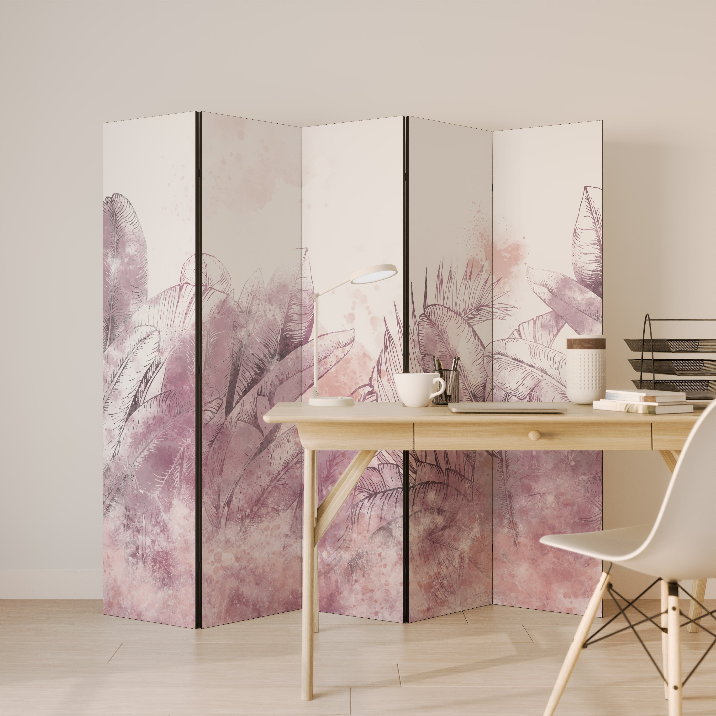 Dekorativ rumsavdelare med 5 paneler i TROPISK GLAM