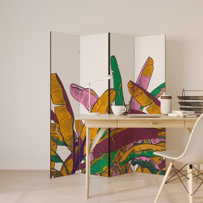 TROPICAL GLOW Decorative 4-Panel Room Divider