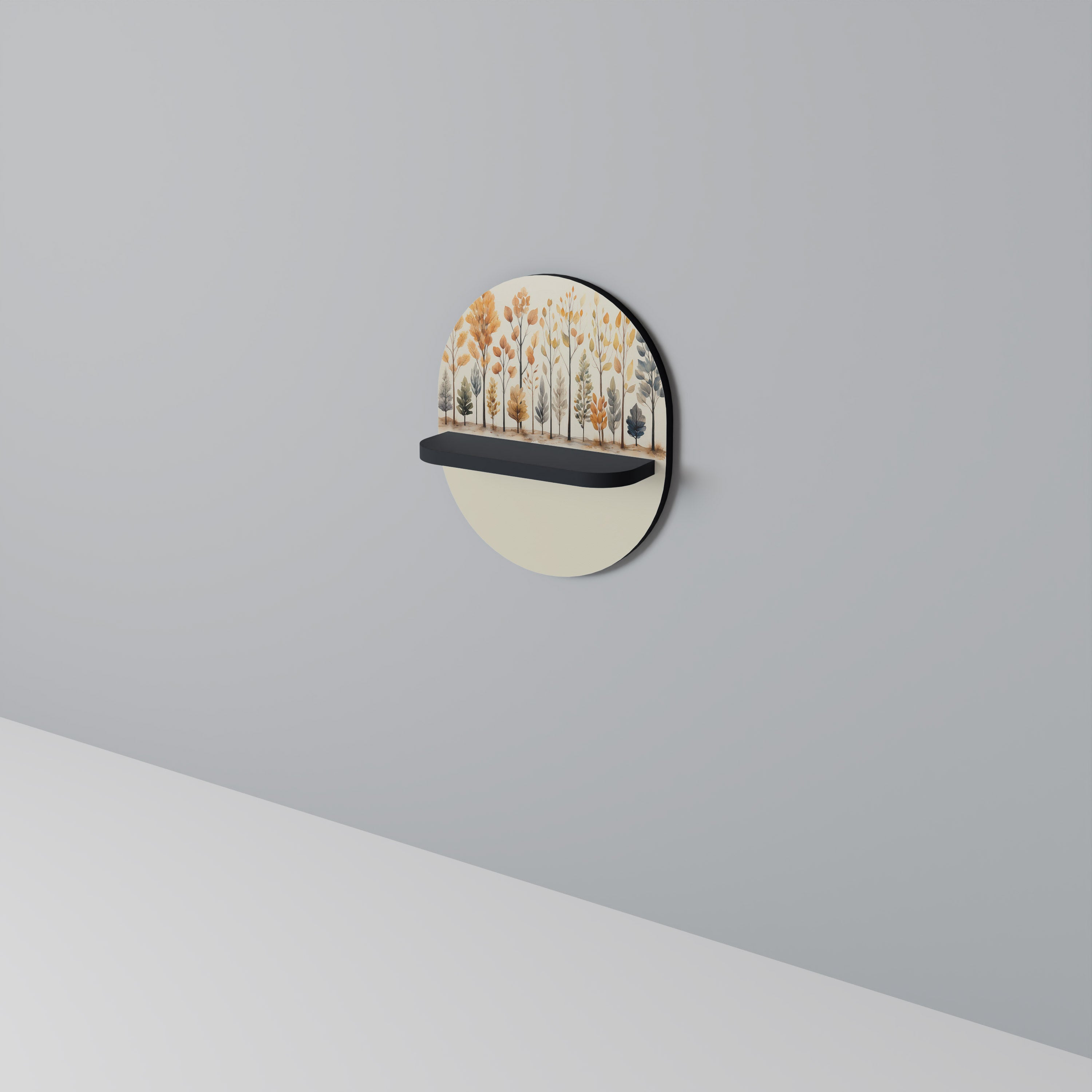HÖSTSKOG Oval konsthylla i svart finish