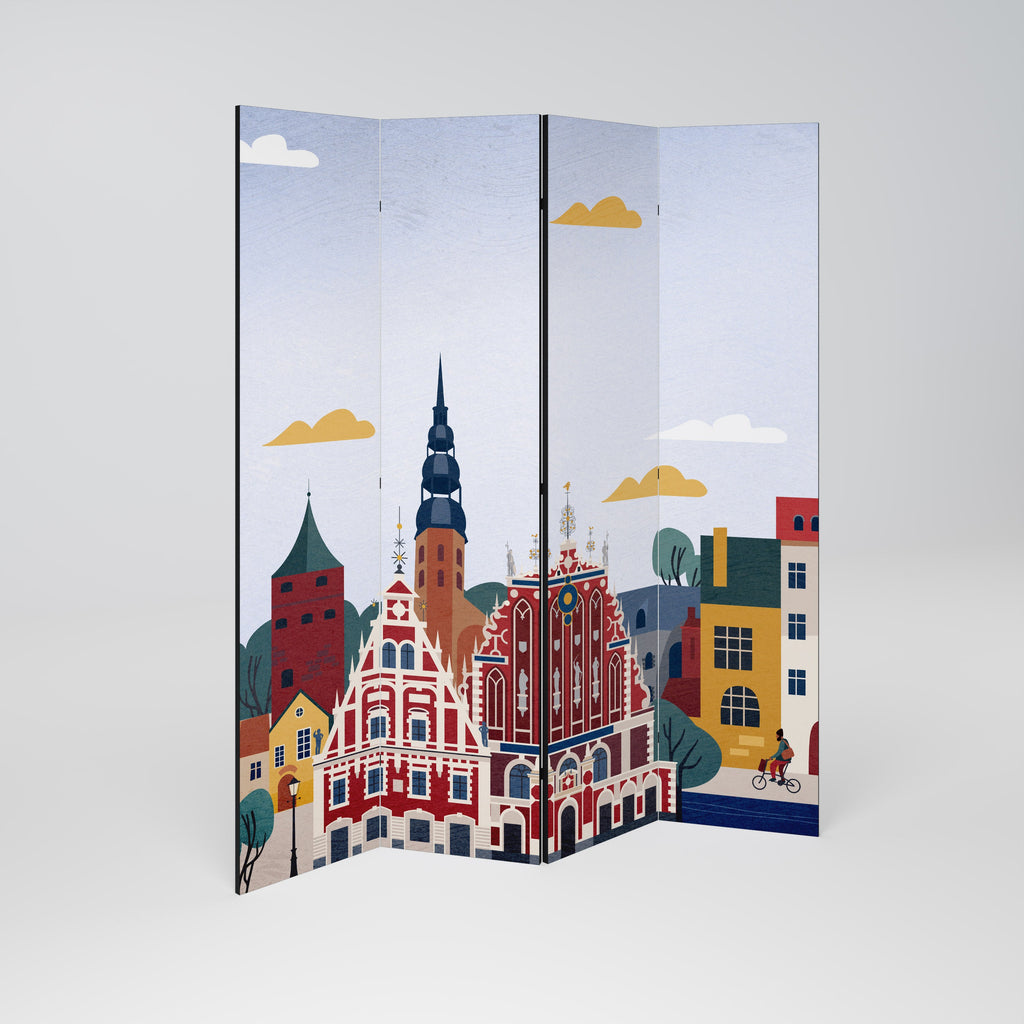 Dekorativ rumsavdelare MEMORY OF RIGA med 4 paneler