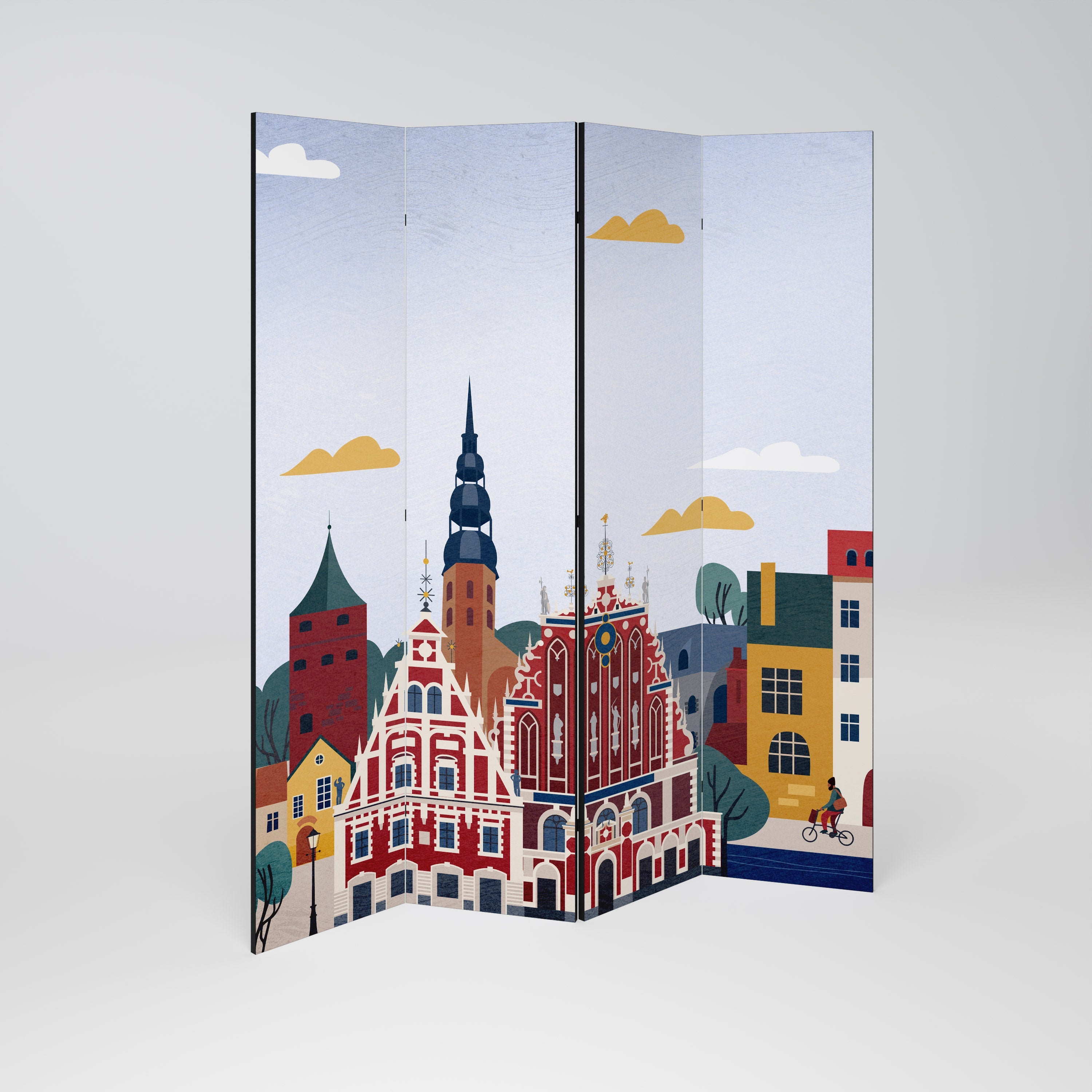 Dekorativ rumsavdelare MEMORY OF RIGA med 4 paneler