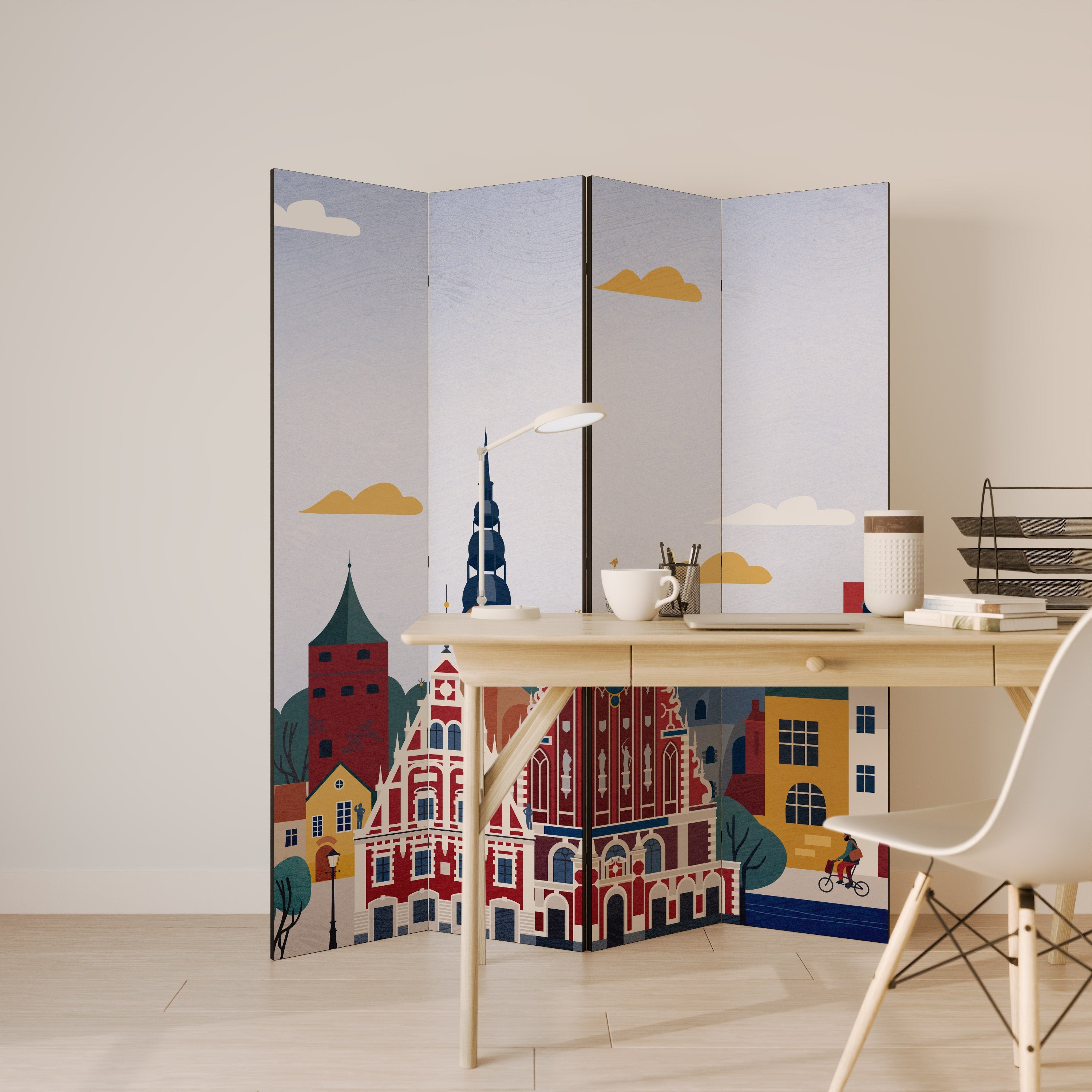 Dekorativ rumsavdelare MEMORY OF RIGA med 4 paneler