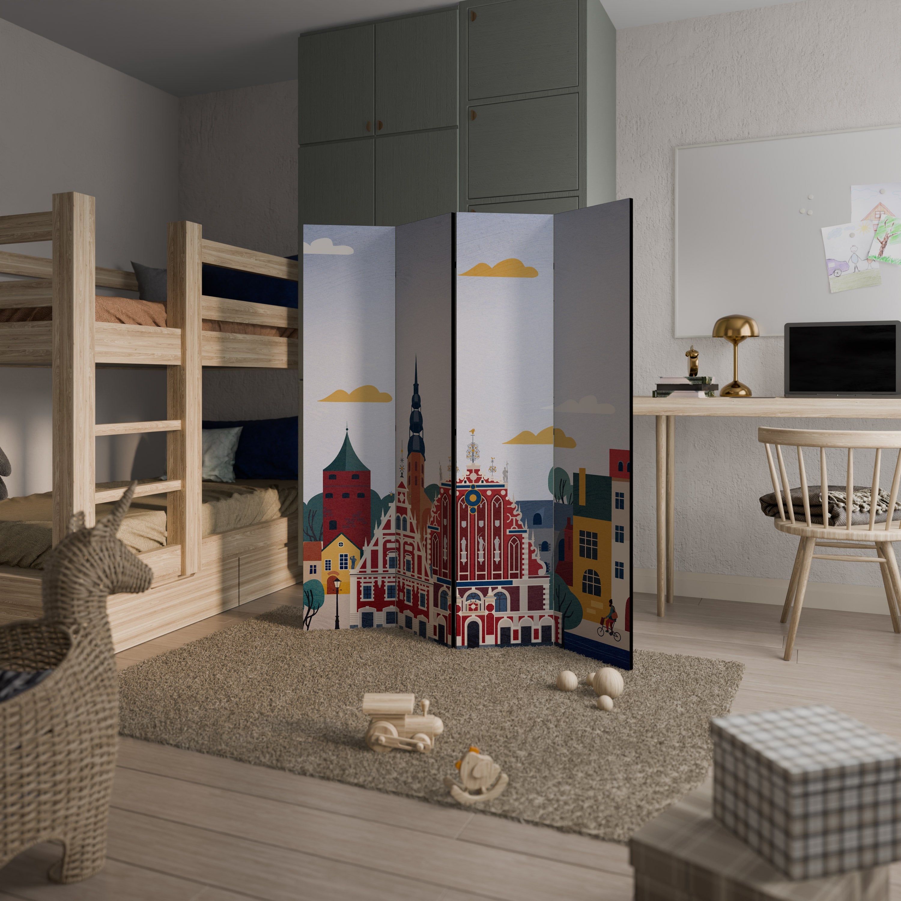 Dekorativ rumsavdelare MEMORY OF RIGA med 4 paneler