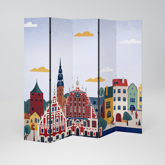 Dekorativ rumsavdelare MEMORY OF RIGA med 5 paneler