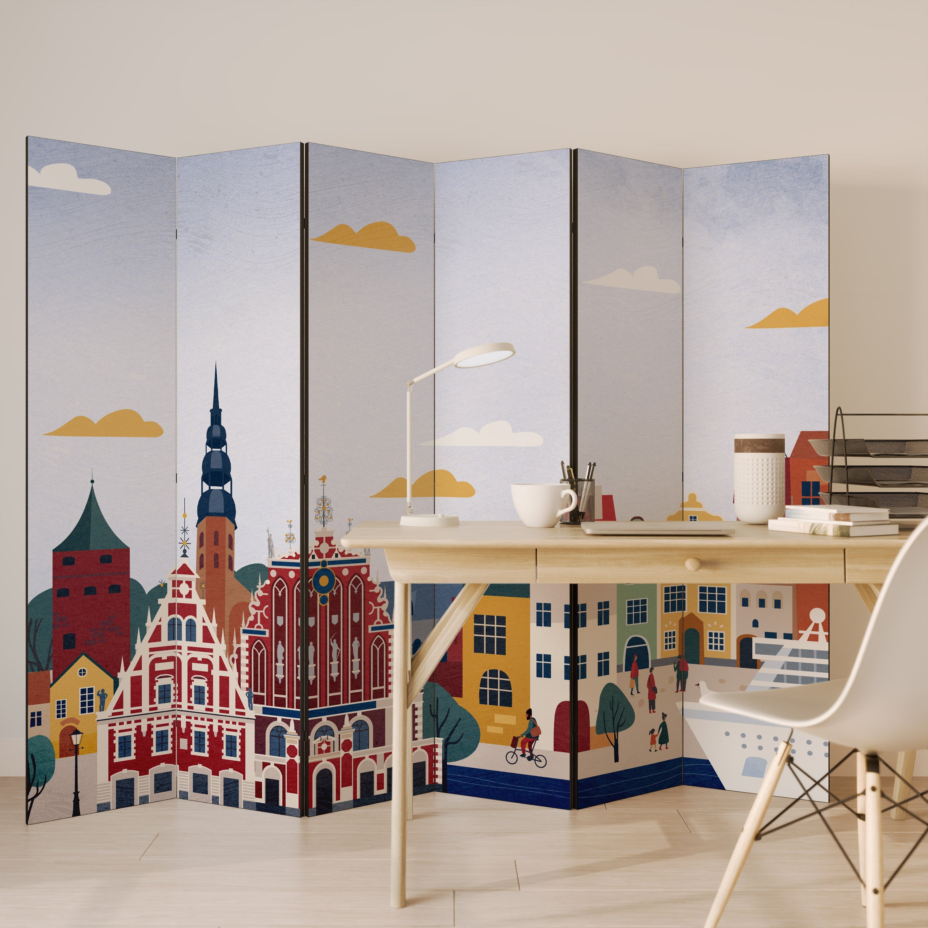 Dekorativ rumsavdelare MEMORY OF RIGA med 6 paneler