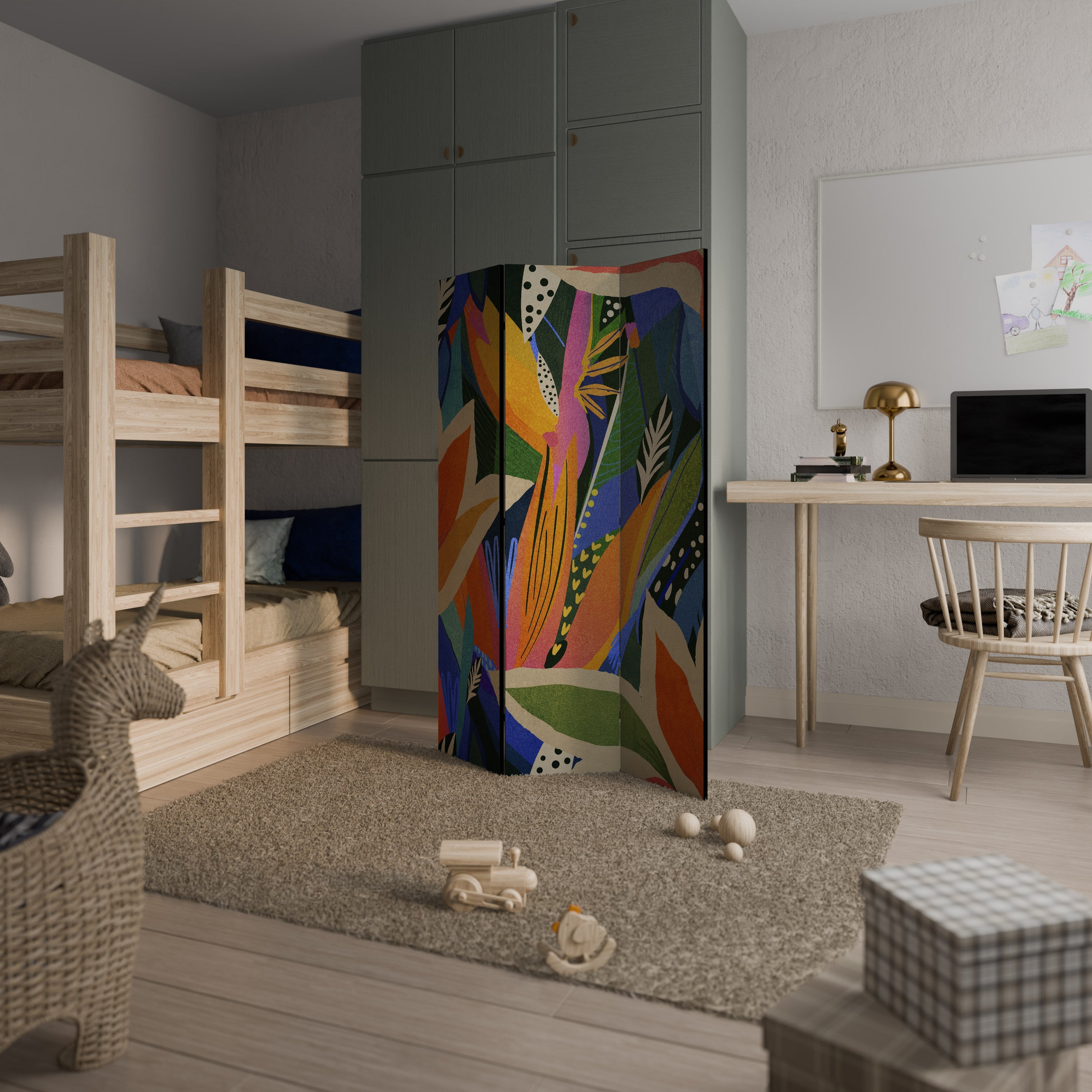 SKÖLJANDE VEGETATION Dekorativ rumsavdelare med 3 paneler