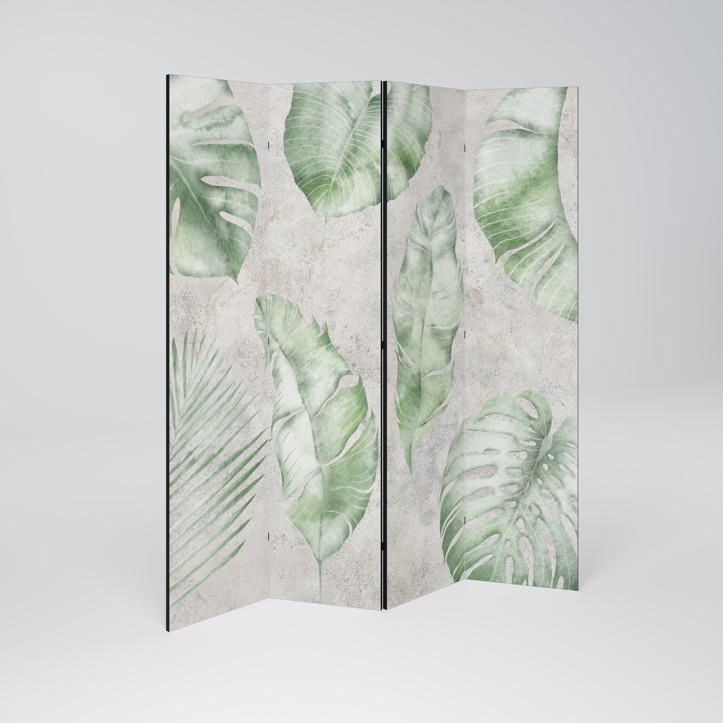 LUSH LEAF WHISPERS Dekorativ rumsavdelare med 4 paneler