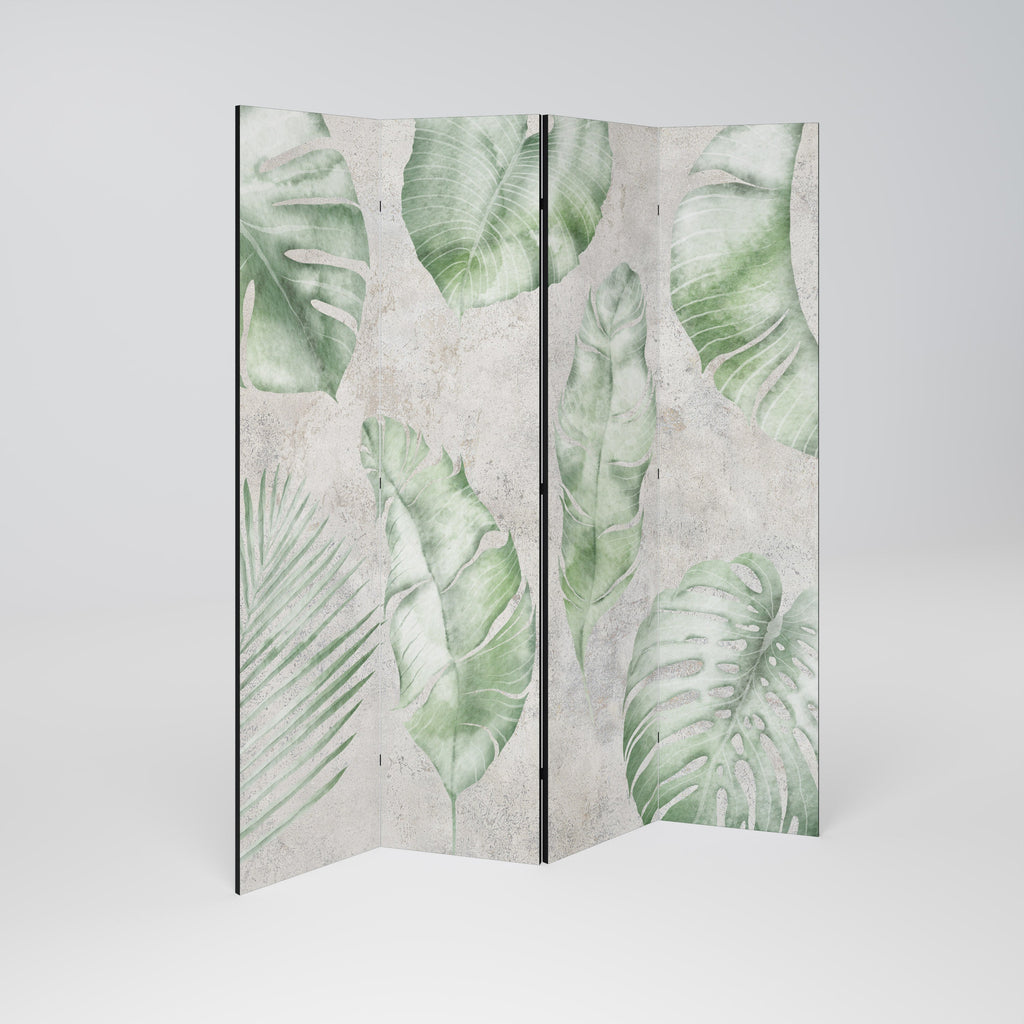 LUSH LEAF WHISPERS Dekorativ rumsavdelare med 4 paneler