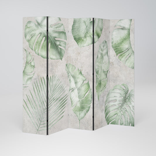 LUSH LEAF WHISPERS Dekorativ rumsavdelare med 5 paneler