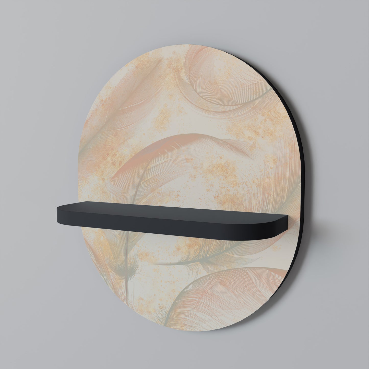 AURA OF LIGHT Oval konsthylla i svart finish