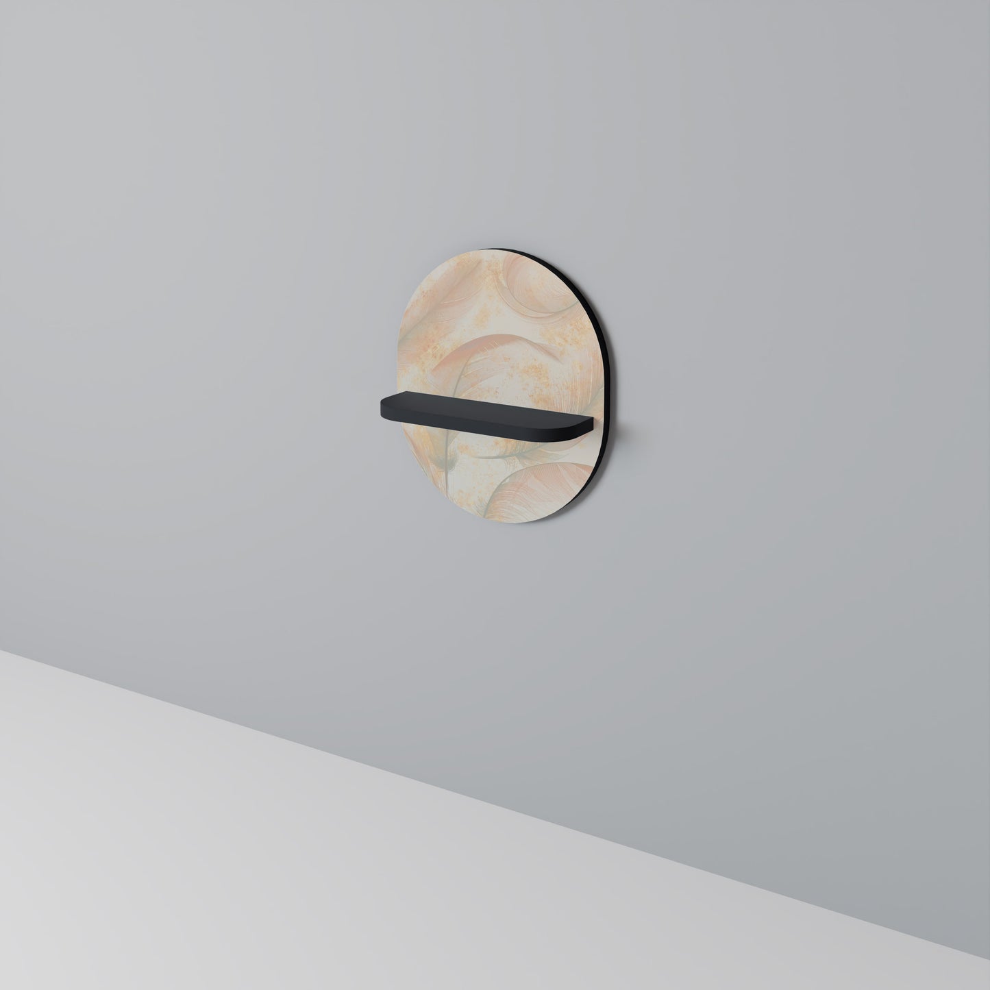 AURA OF LIGHT Oval konsthylla i svart finish