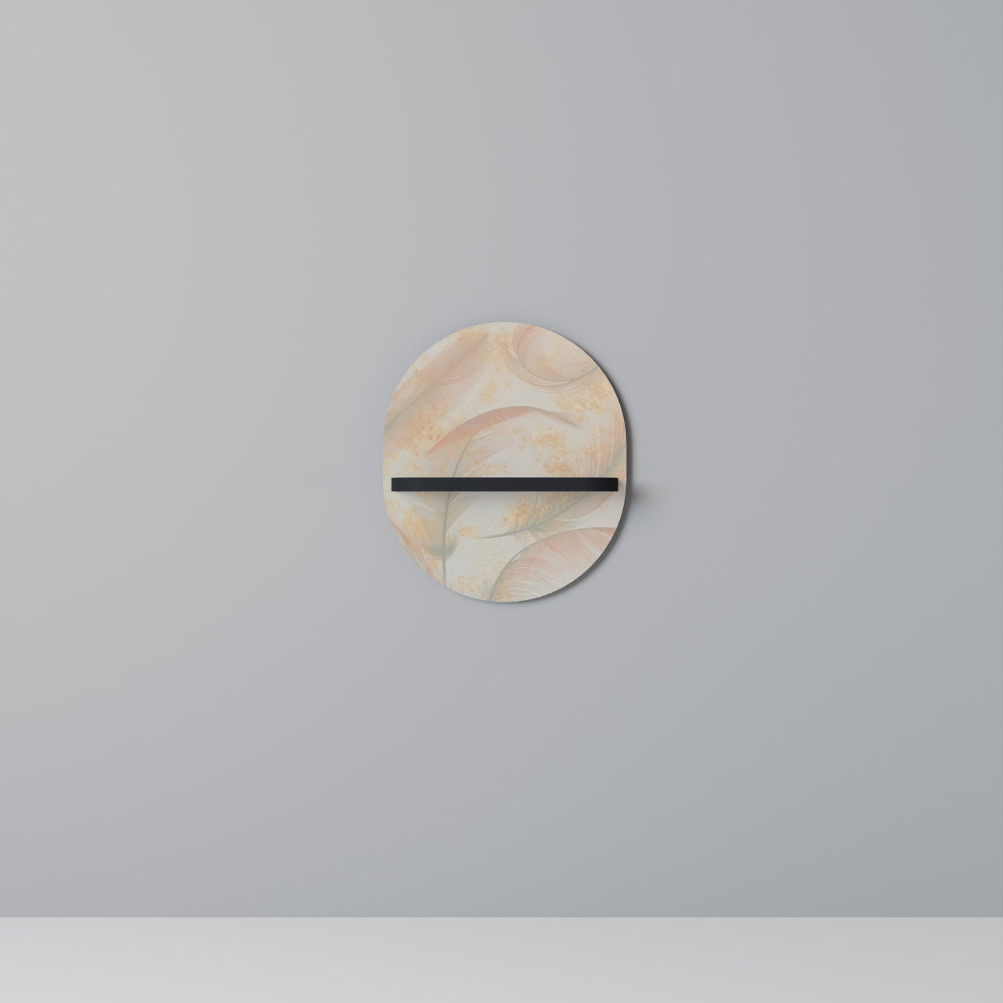 AURA OF LIGHT Oval konsthylla i svart finish