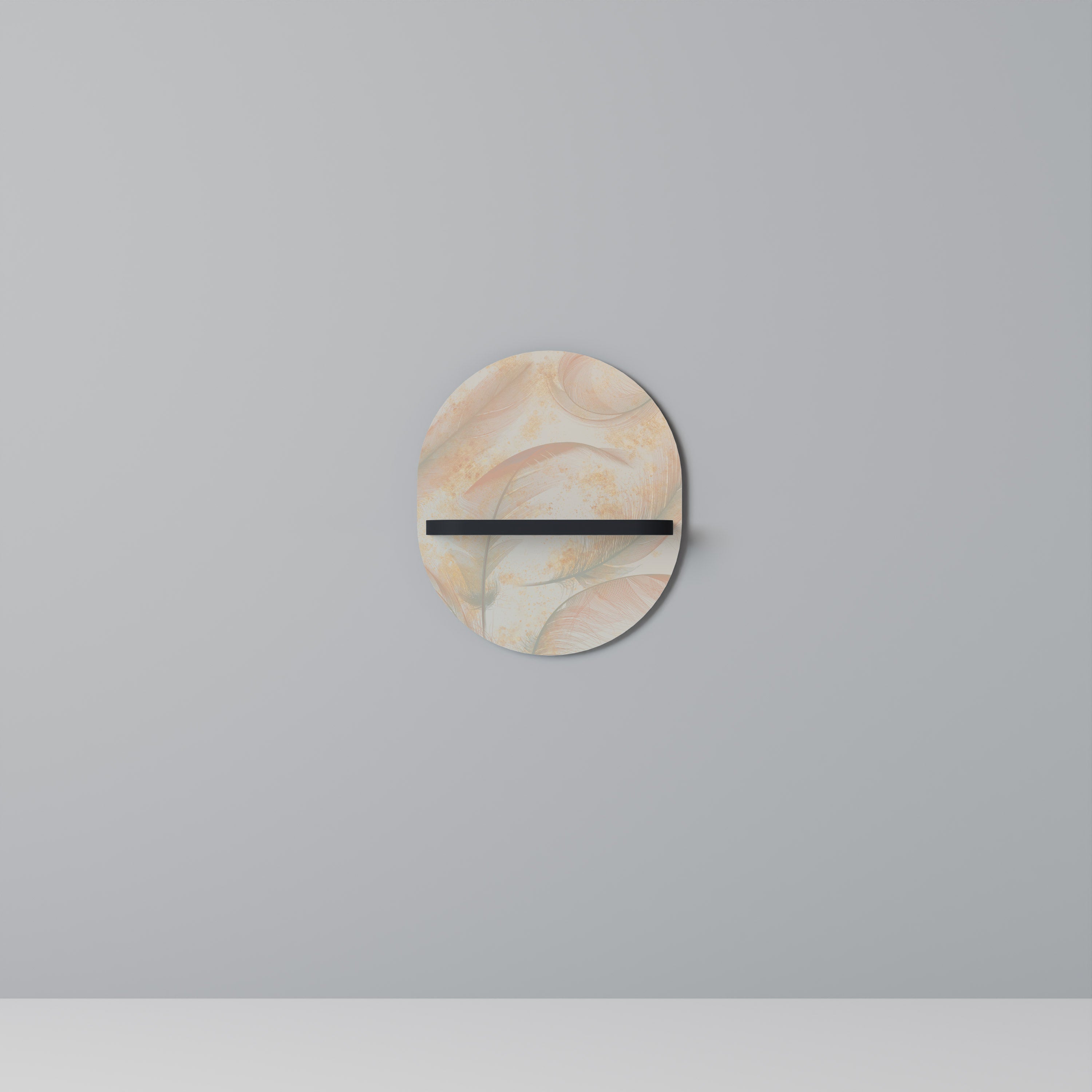 AURA OF LIGHT Oval konsthylla i svart finish
