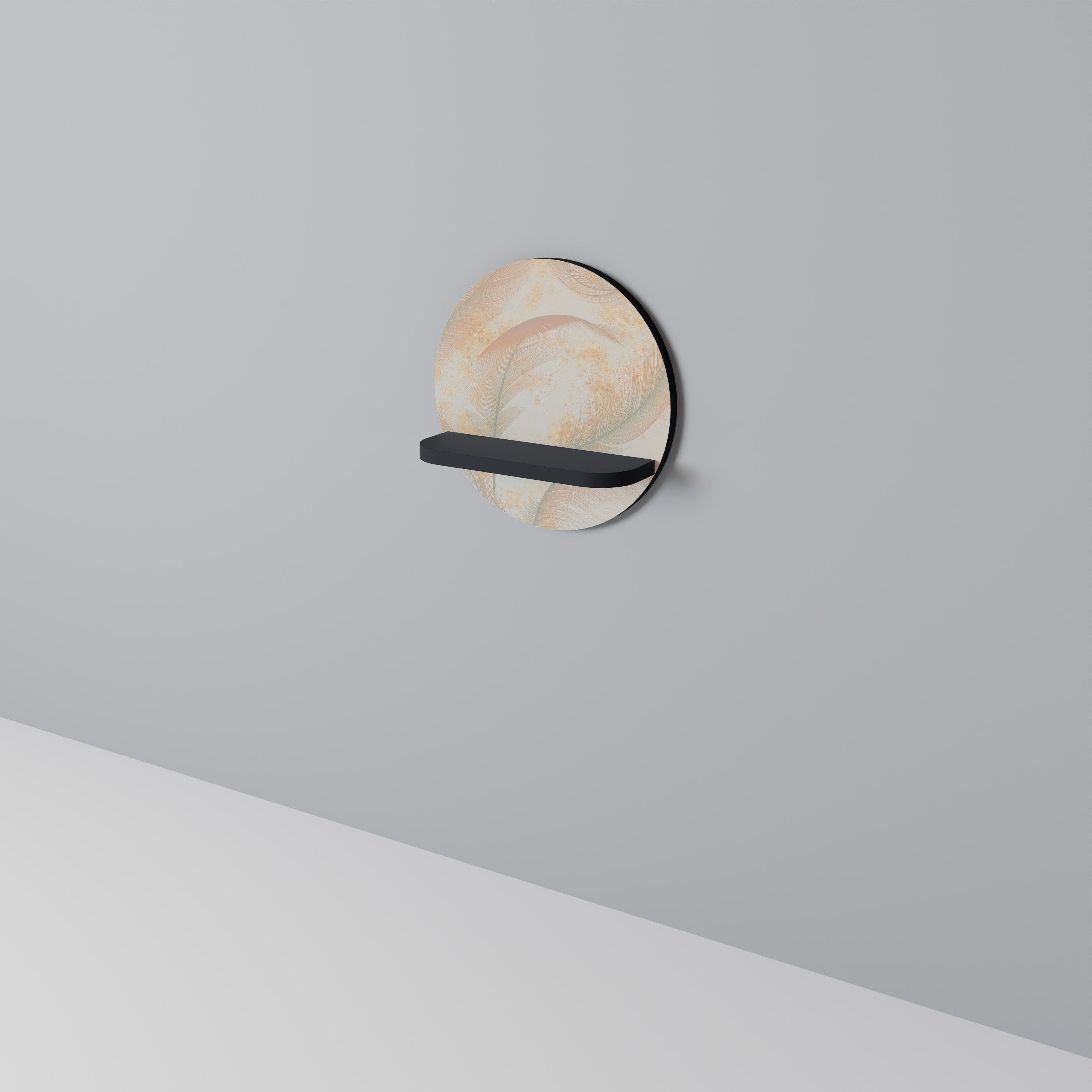 AURA OF LIGHT Rund konsthylla i svart finish