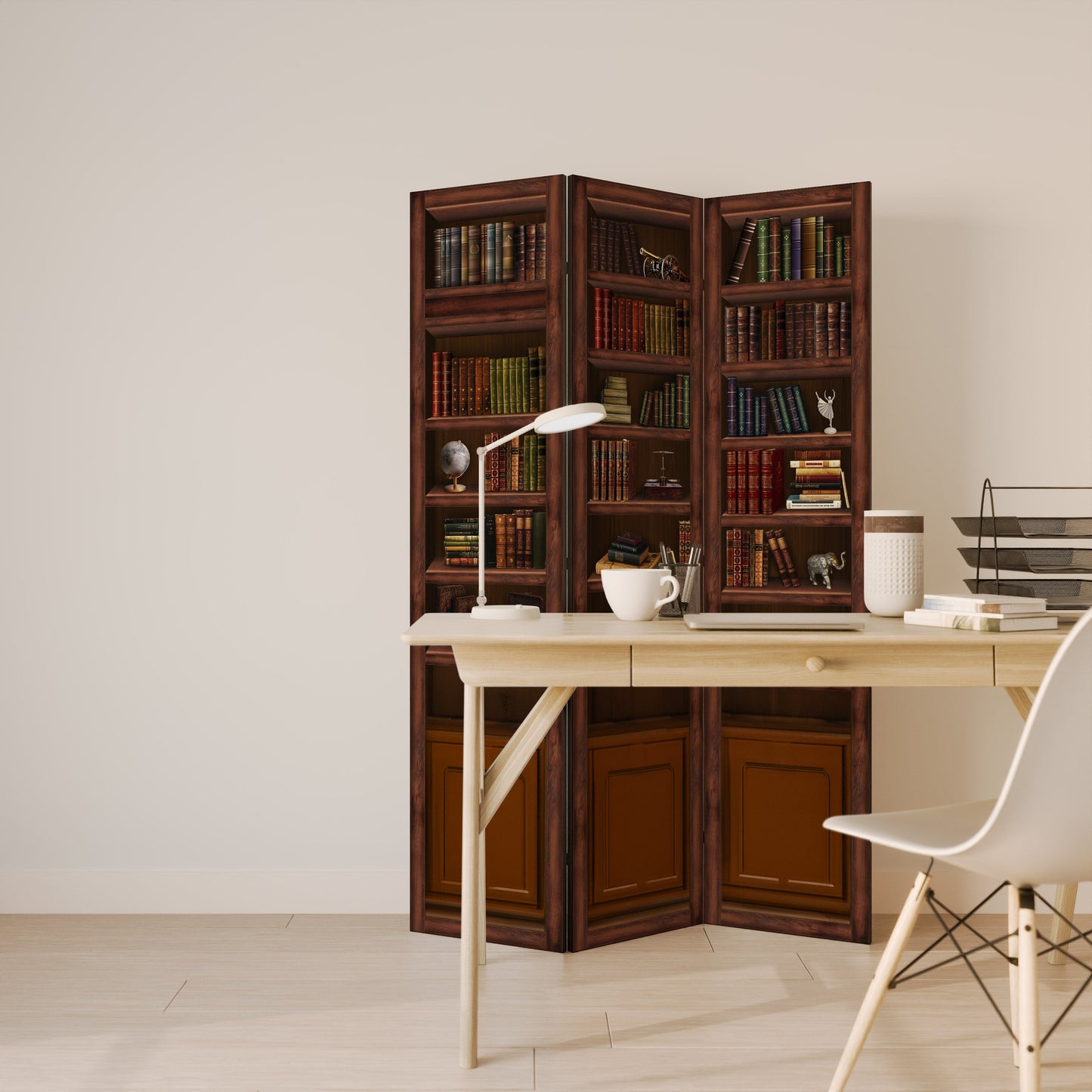 Dekorativ rumsavdelare med 3 paneler WISDOM IN WOOD