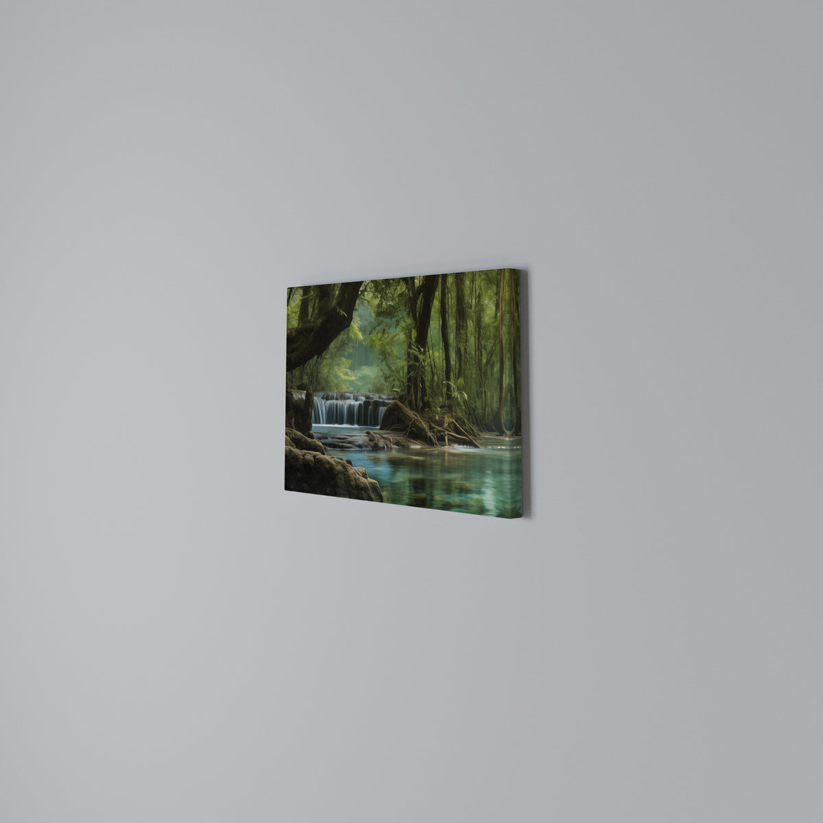 TRANQUIL WATERFALL ESCAPE Horizontal Canvas Print