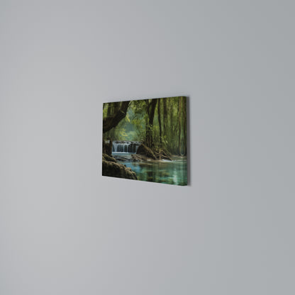 TRANQUIL WATERFALL ESCAPE Horizontal Canvas Print
