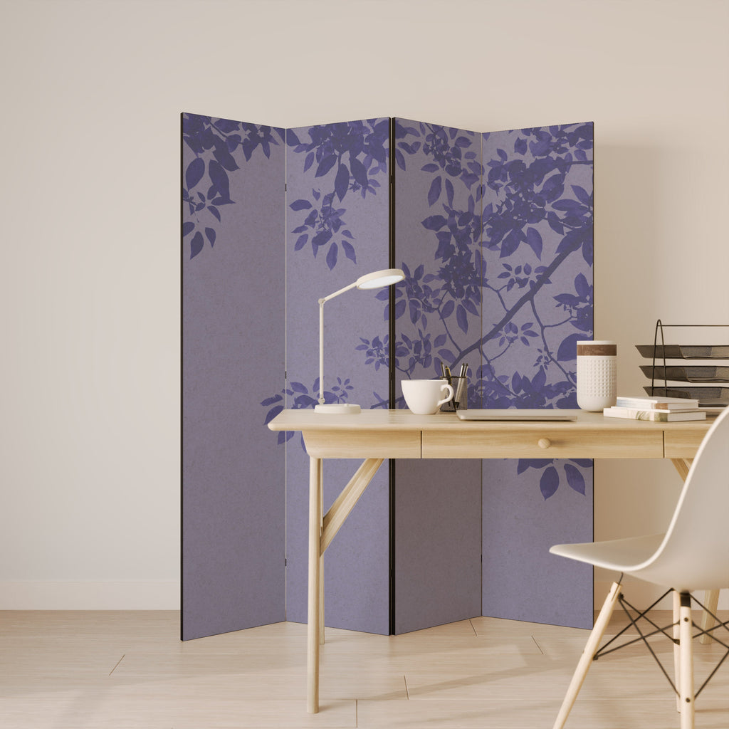 ELEGANT LÖVDRIKAD SLÖJA Dekorativ rumsavdelare med 4 paneler