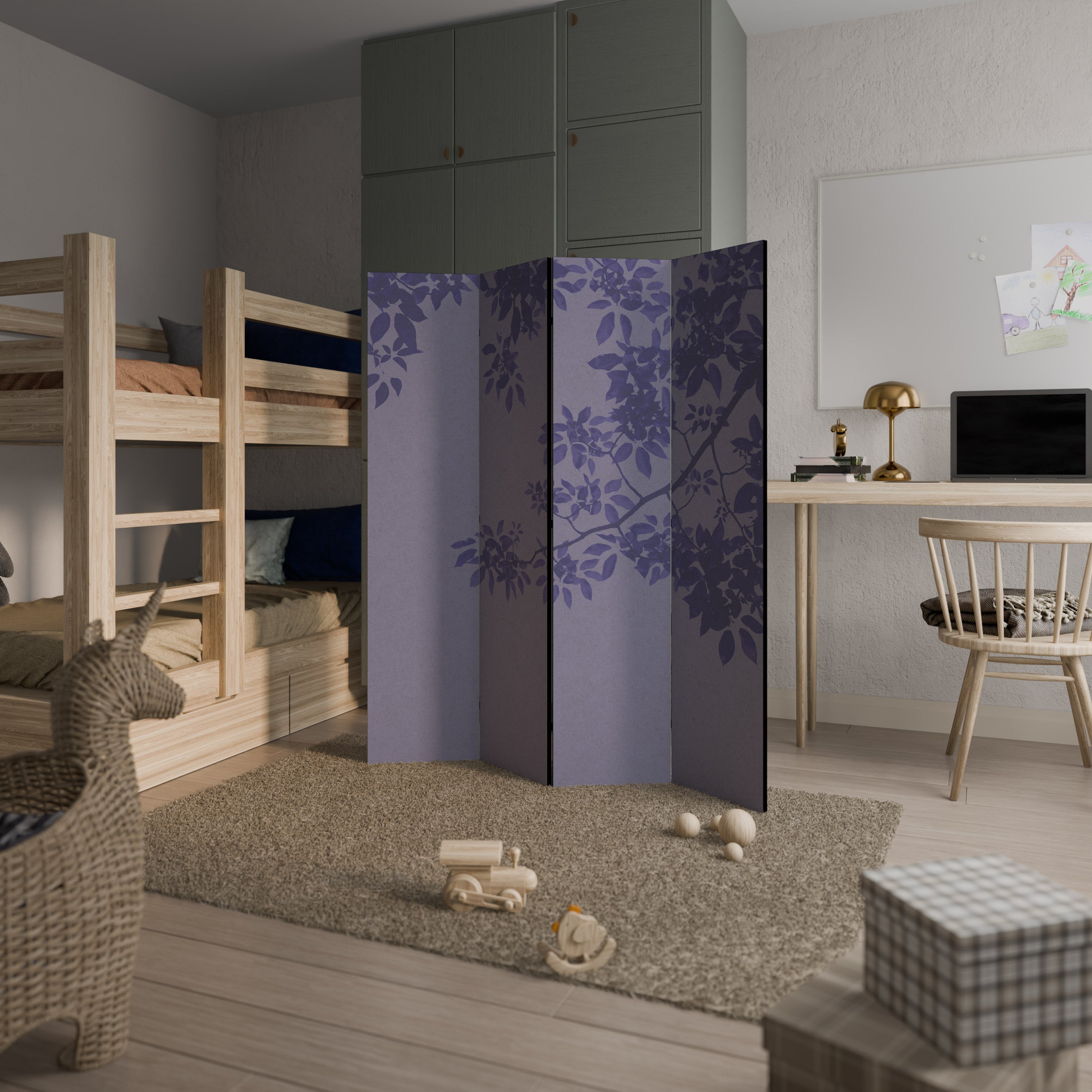 ELEGANT LÖVDRIKAD SLÖJA Dekorativ rumsavdelare med 4 paneler