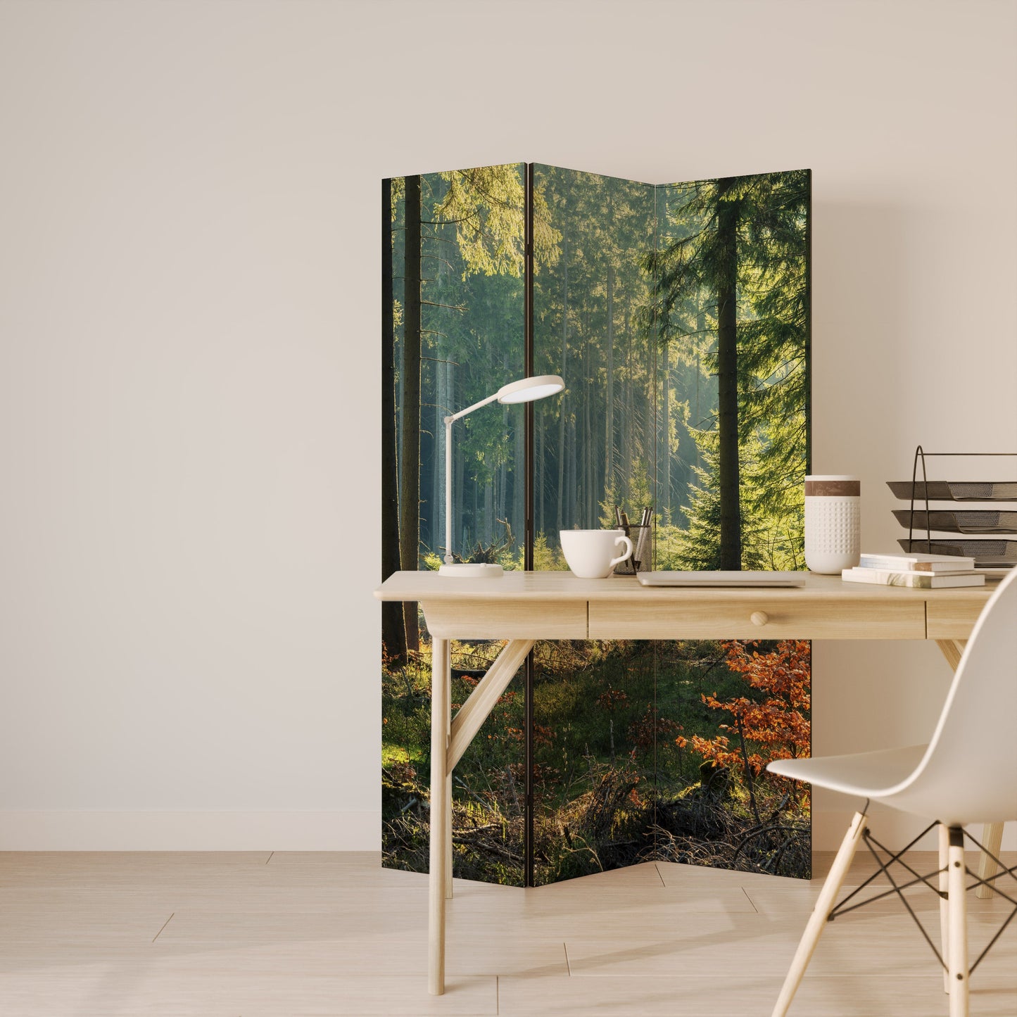 SUNLIT FOREST SERENADE Decorative 3-Panel Room Divider