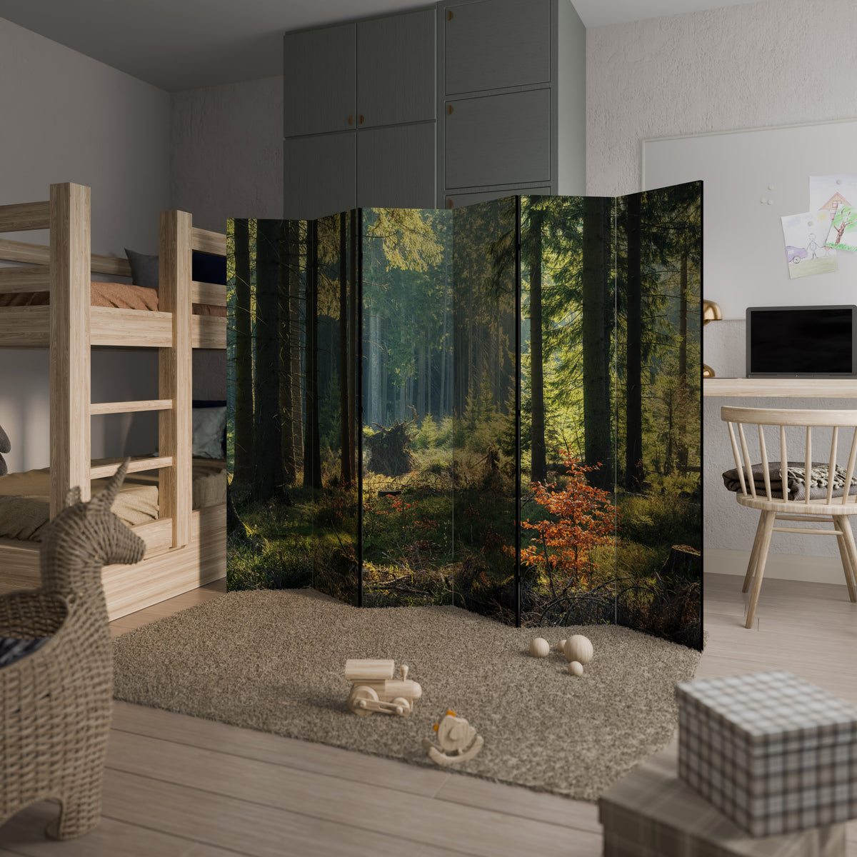SUNLIT FOREST SERENADE Rumsavdelare 6 paneler
