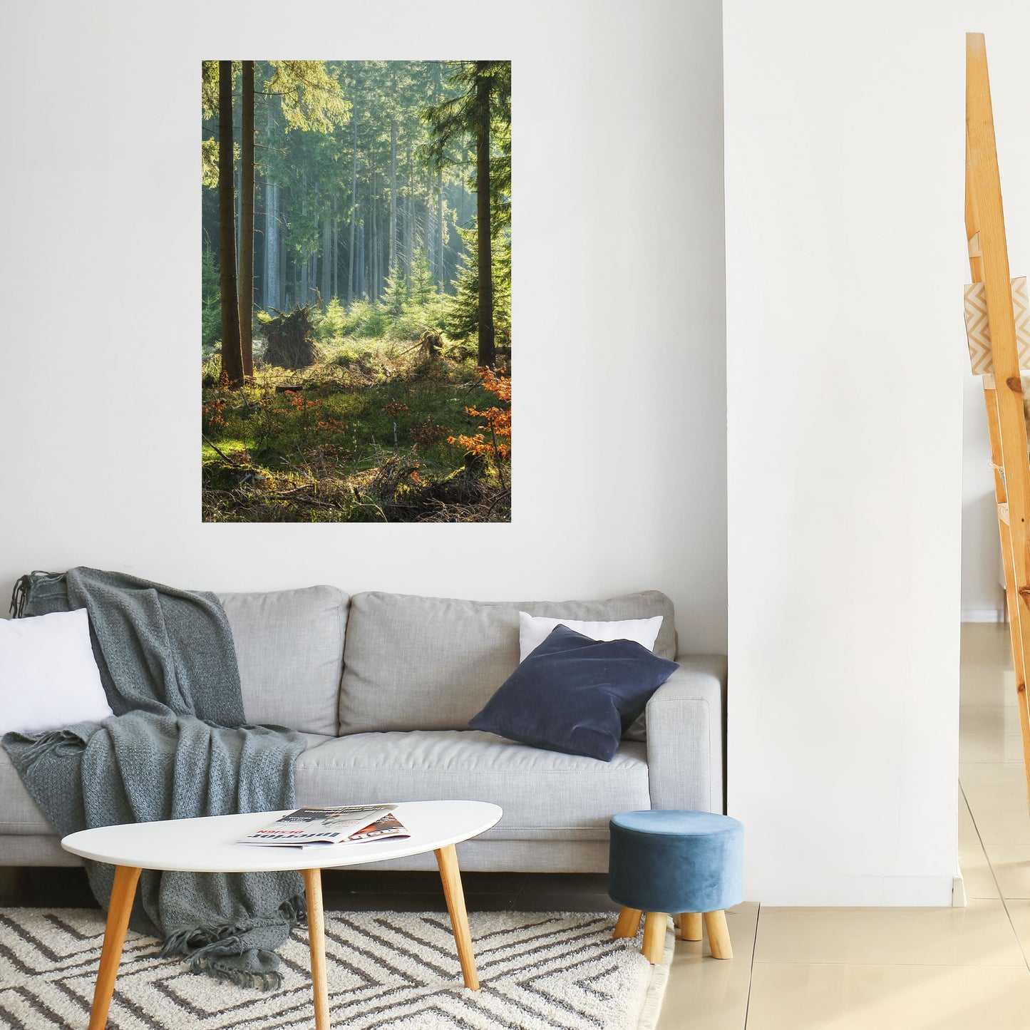 Solbelyst skogsserenad Vertikal poster med självhäftande klistermärke