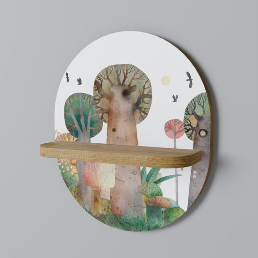 FLYG ÖVER Oval konsthylla i ekeffekt