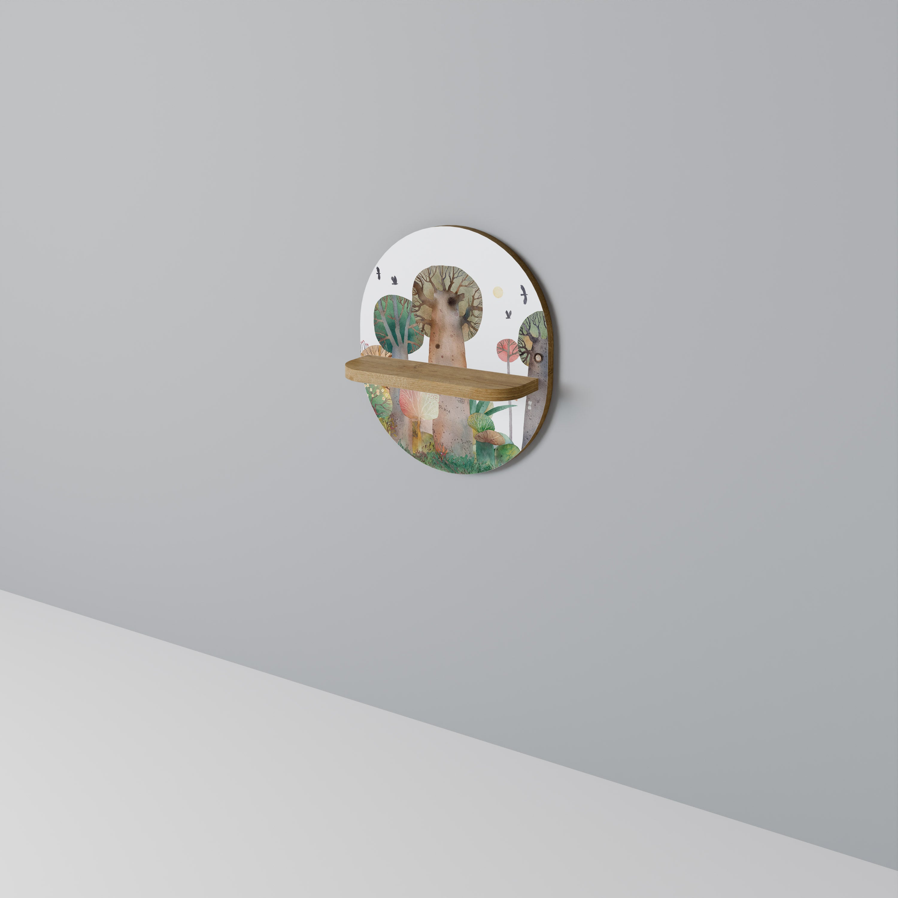 FLYG ÖVER Oval konsthylla i ekeffekt