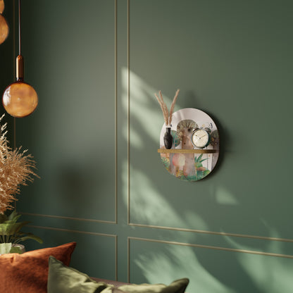 FLIGHT OVER Oval Art Shelf In Oak Effect