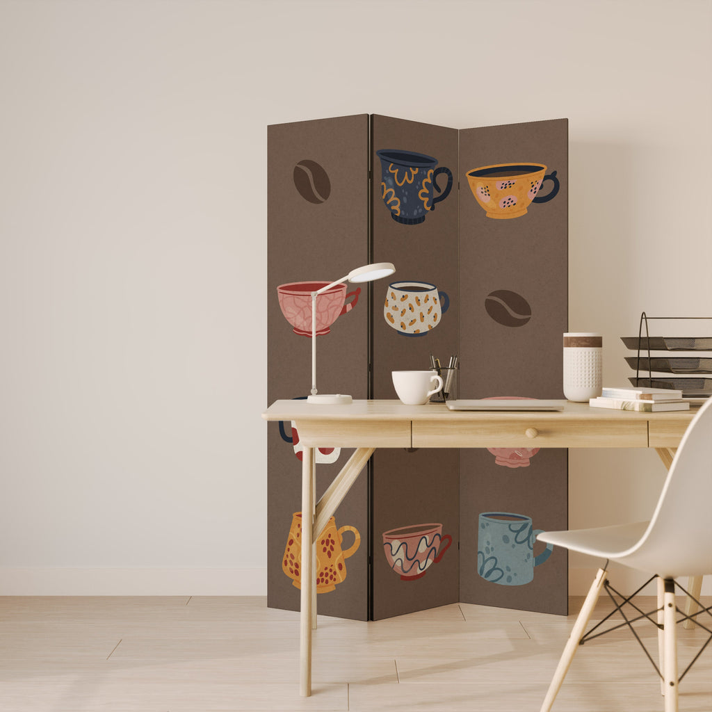 Dekorativ rumsavdelare med 3 paneler COFFEE PAUS