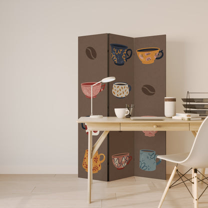 Dekorativ rumsavdelare med 3 paneler COFFEE PAUS