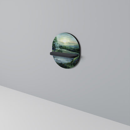FOREST SUNSET Oval konsthylla i svart finish
