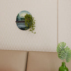 FOREST SUNSET Oval Art Shelf In Black Finish