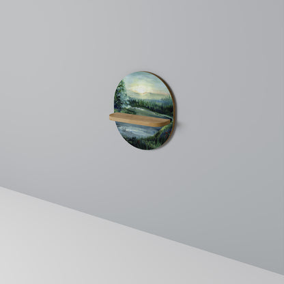 FOREST SUNSET Oval konsthylla i ekeffekt
