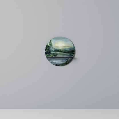 FOREST SUNSET Rund konsthylla i svart finish