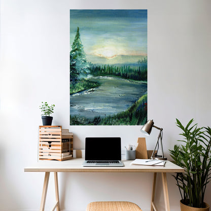 SKOGSOLNEDGÅNG, självhäftande poster