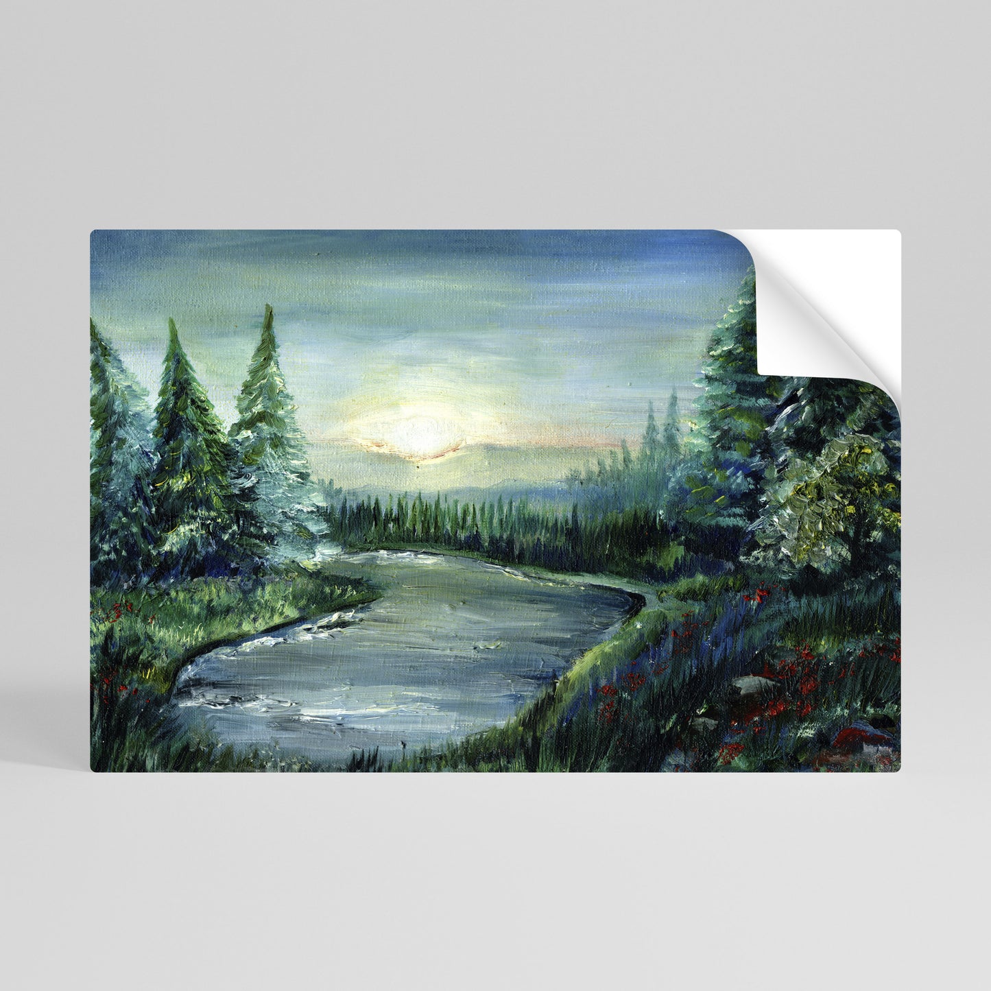 FOREST SUNSET Självhäftande Horisontell Poster