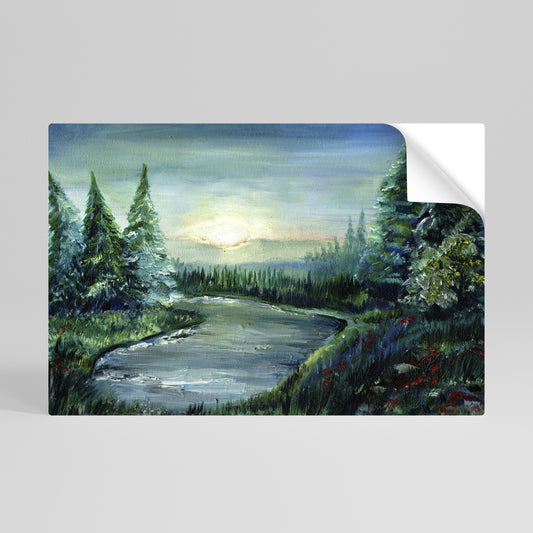 FOREST SUNSET Självhäftande Horisontell Poster