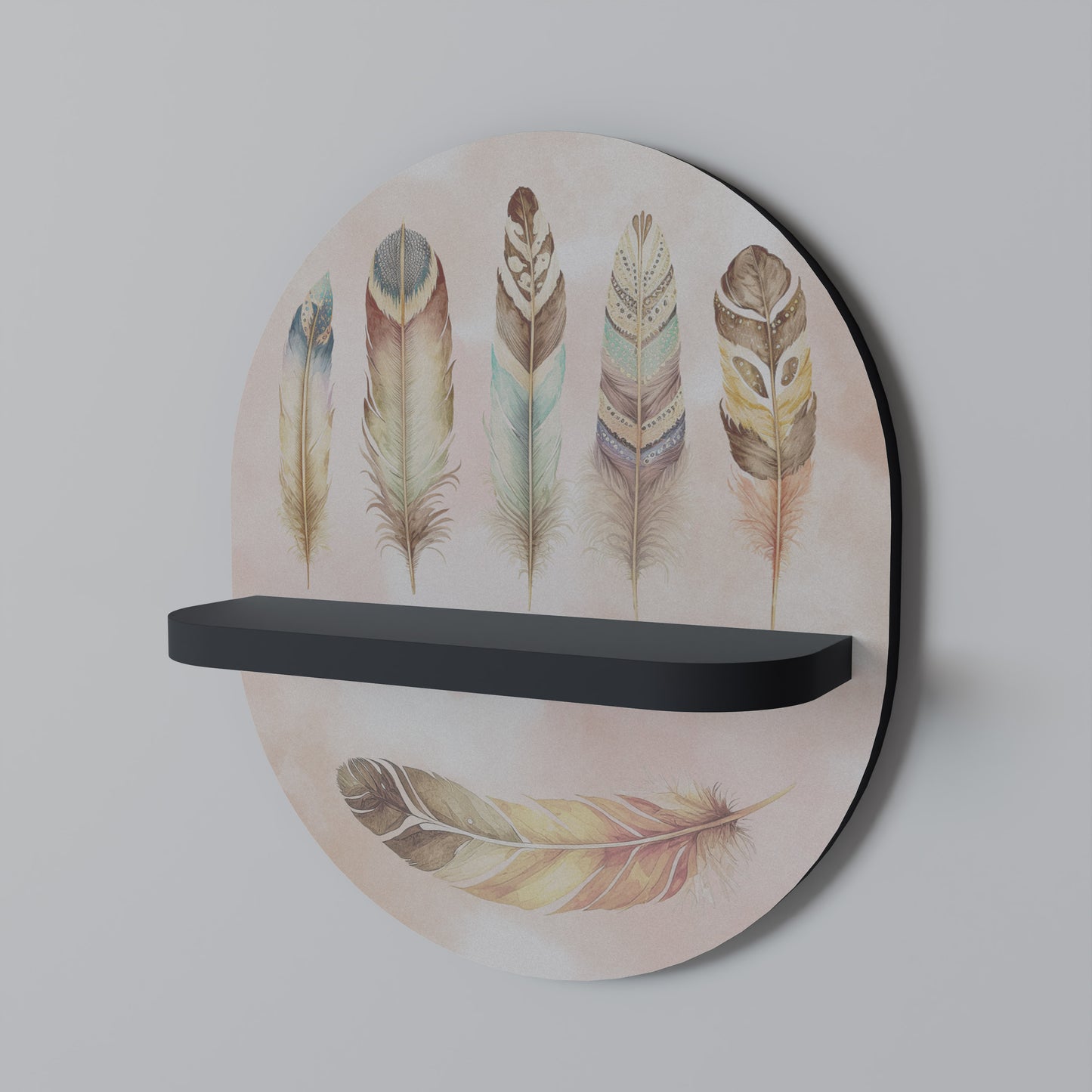 DELIQUESCE Oval konsthylla i svart finish