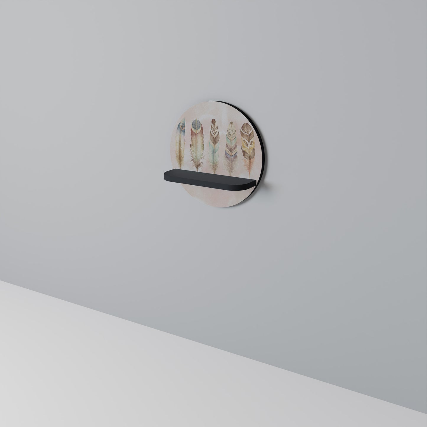 THE DELIQUESCE Round Art Shelf In Black Finish
