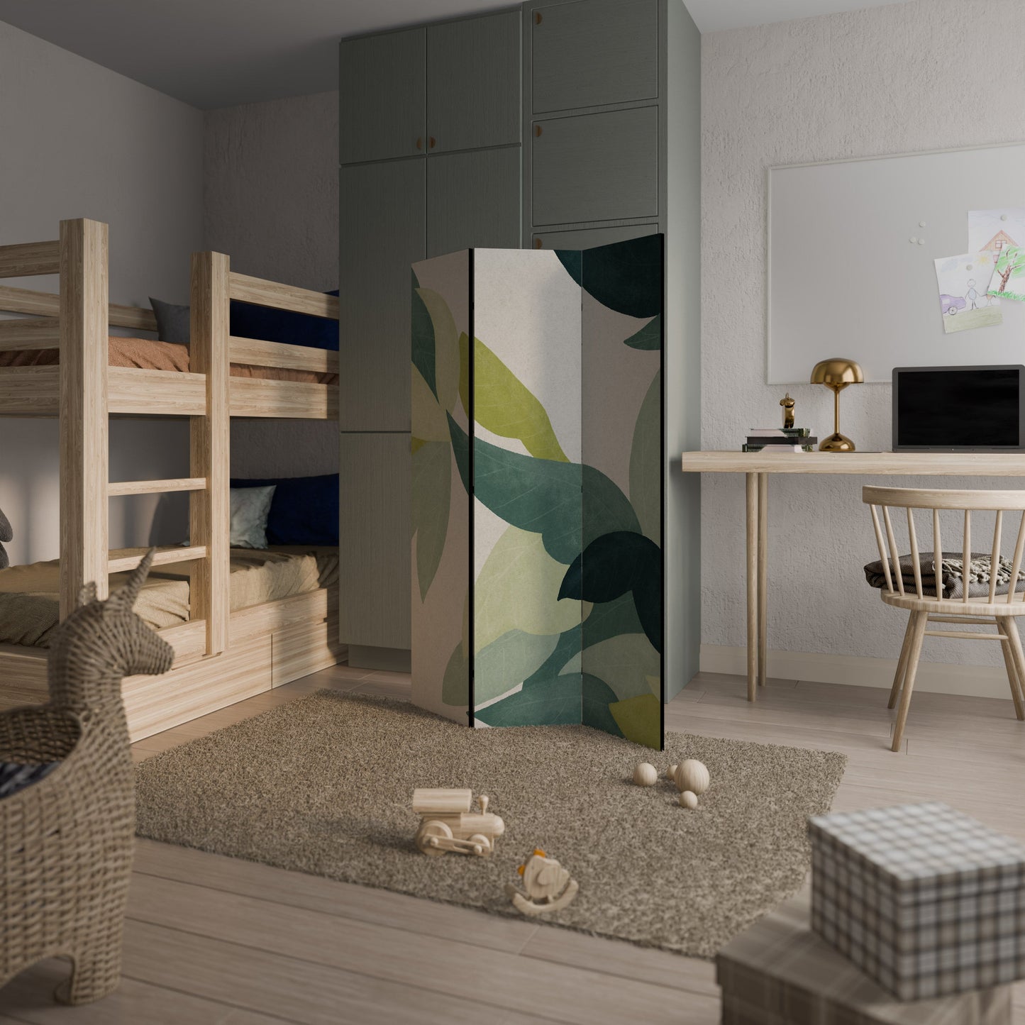 LEAFY VIBRATION Dekorativ rumsavdelare med 3 paneler