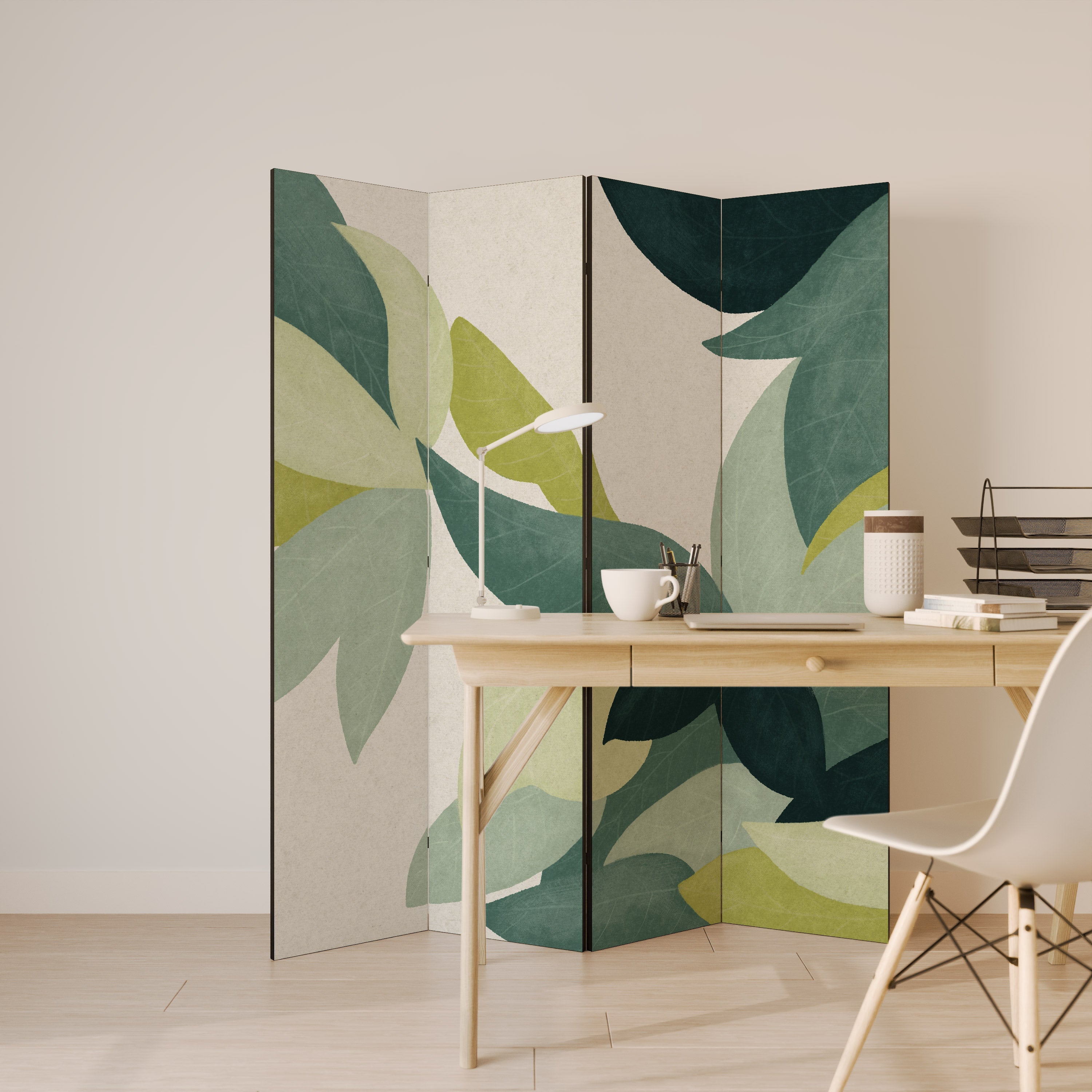 LEAFY VIBRATION Dekorativ rumsavdelare med 4 paneler