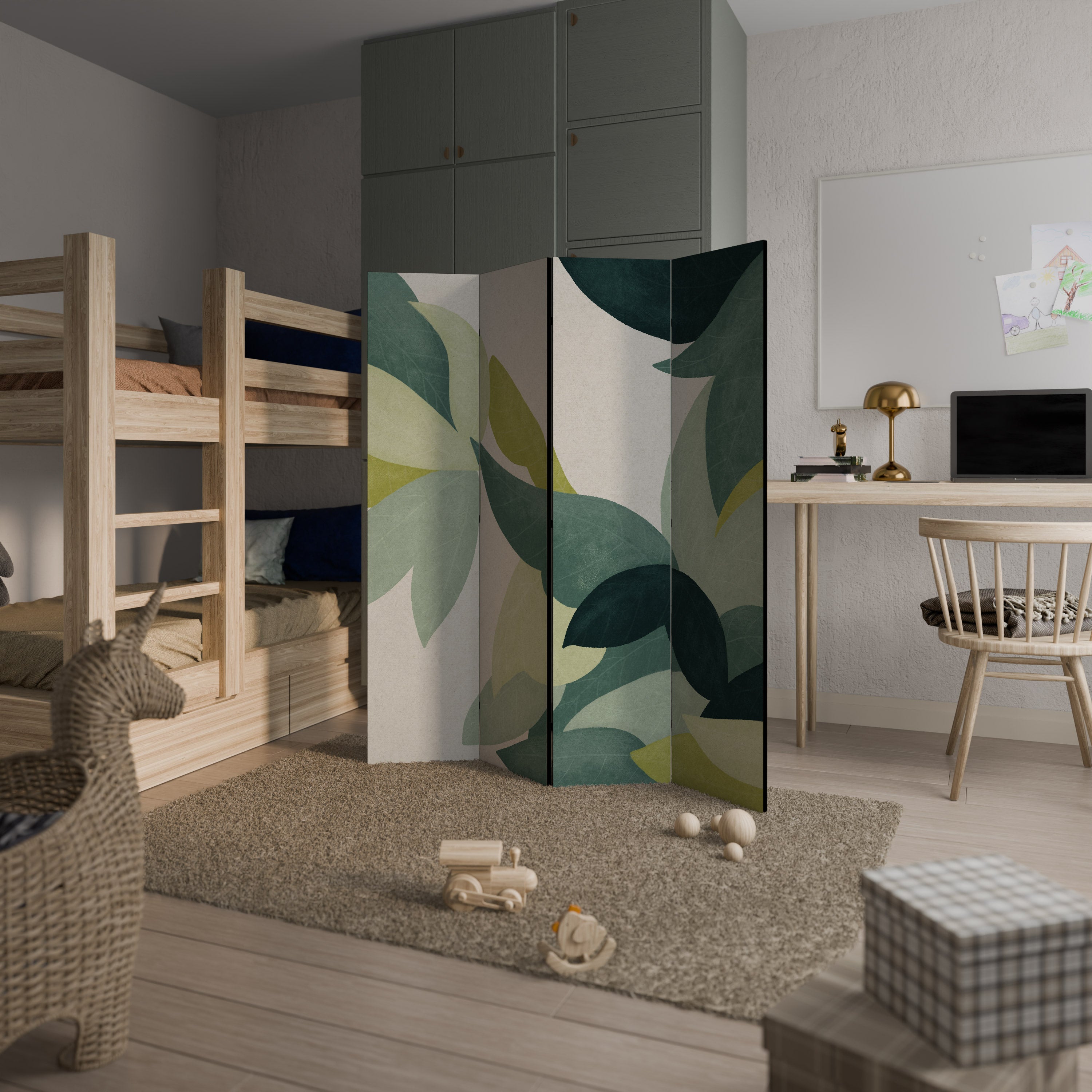 LEAFY VIBRATION Dekorativ rumsavdelare med 4 paneler
