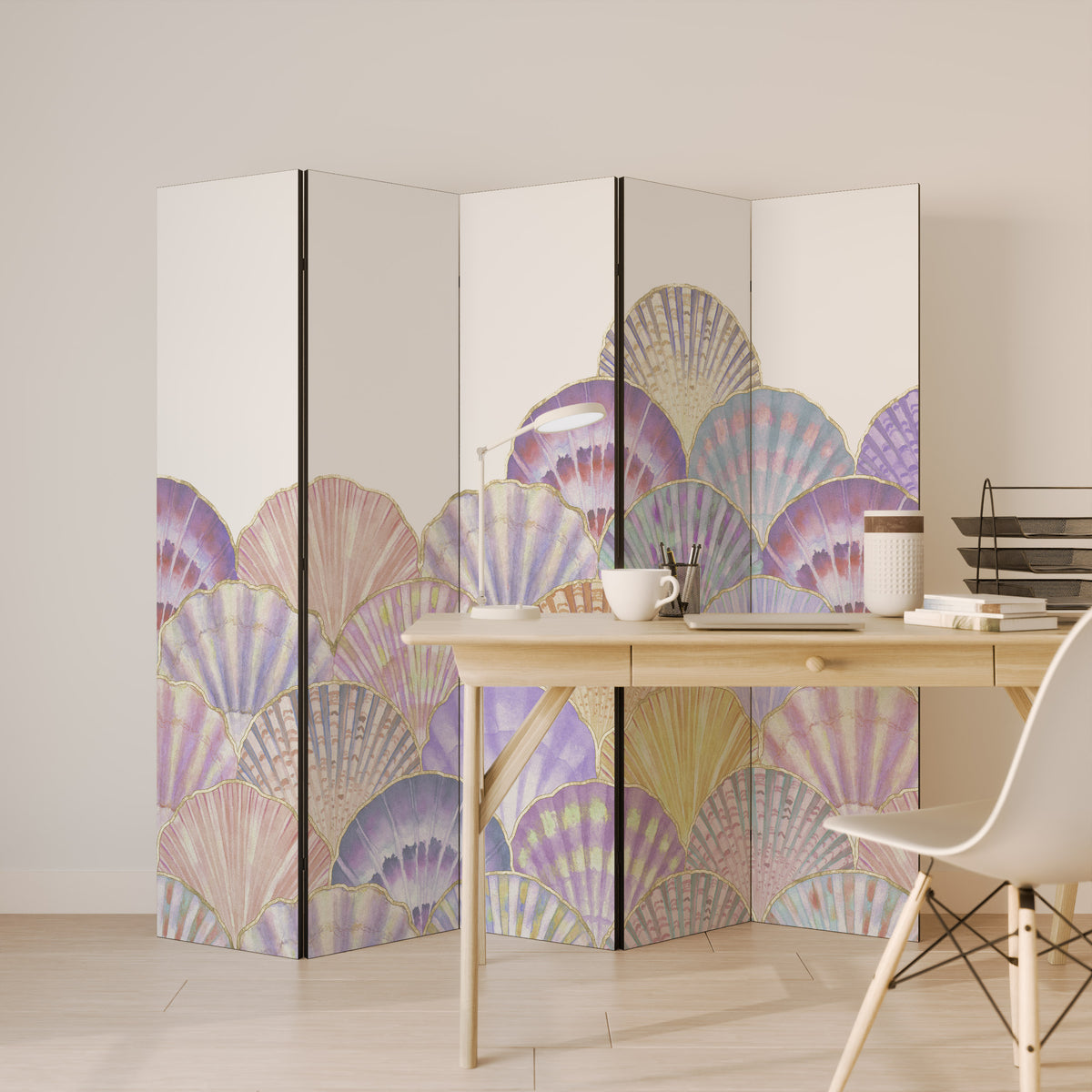 PASTEL OCEAN DREAMS Dekorativ rumsavdelare – 5 paneler