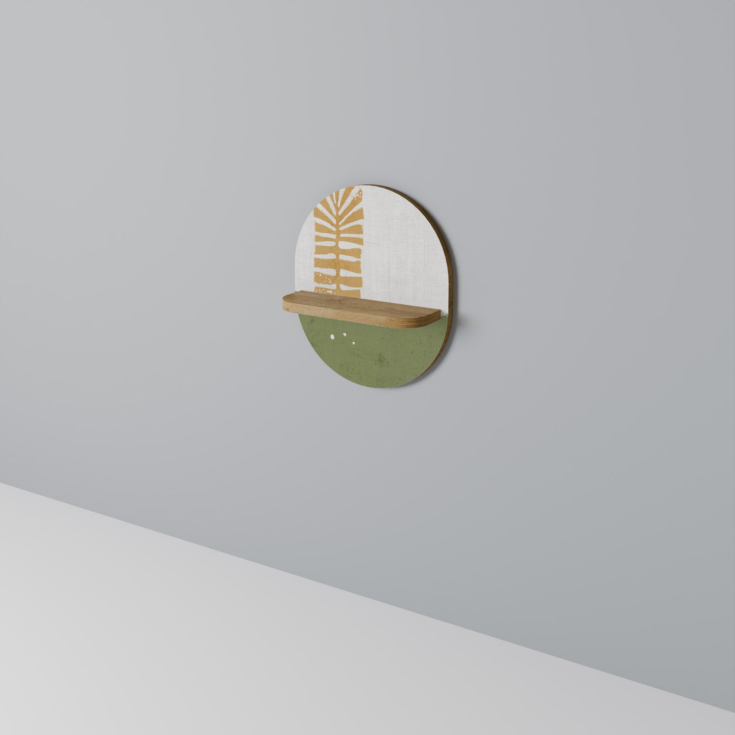GREENERY WALK Oval Art Shelf In Oak Effect