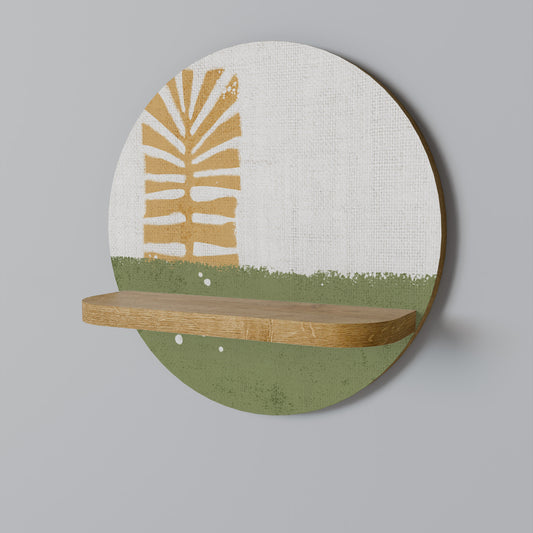 GREENERY WALK Round Art Shelf In Oak Effect