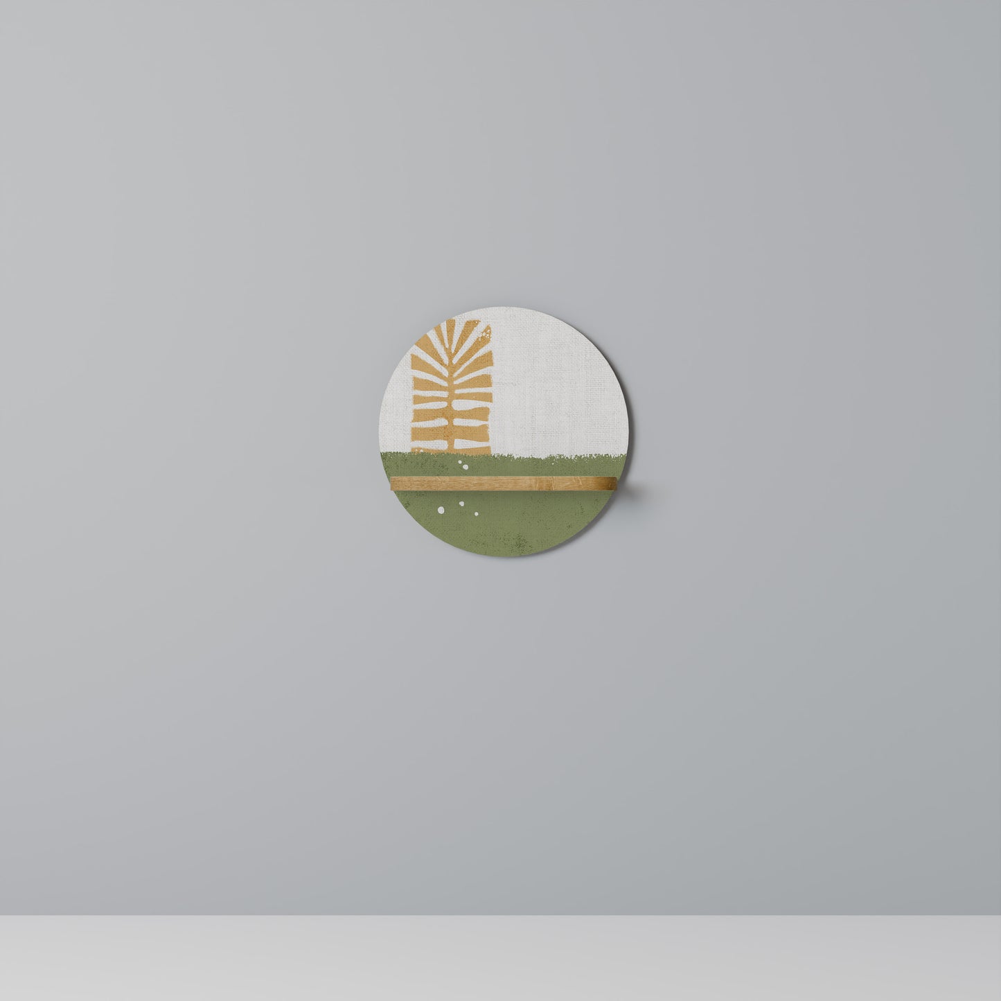 GREENERY WALK Round Art Shelf In Oak Effect