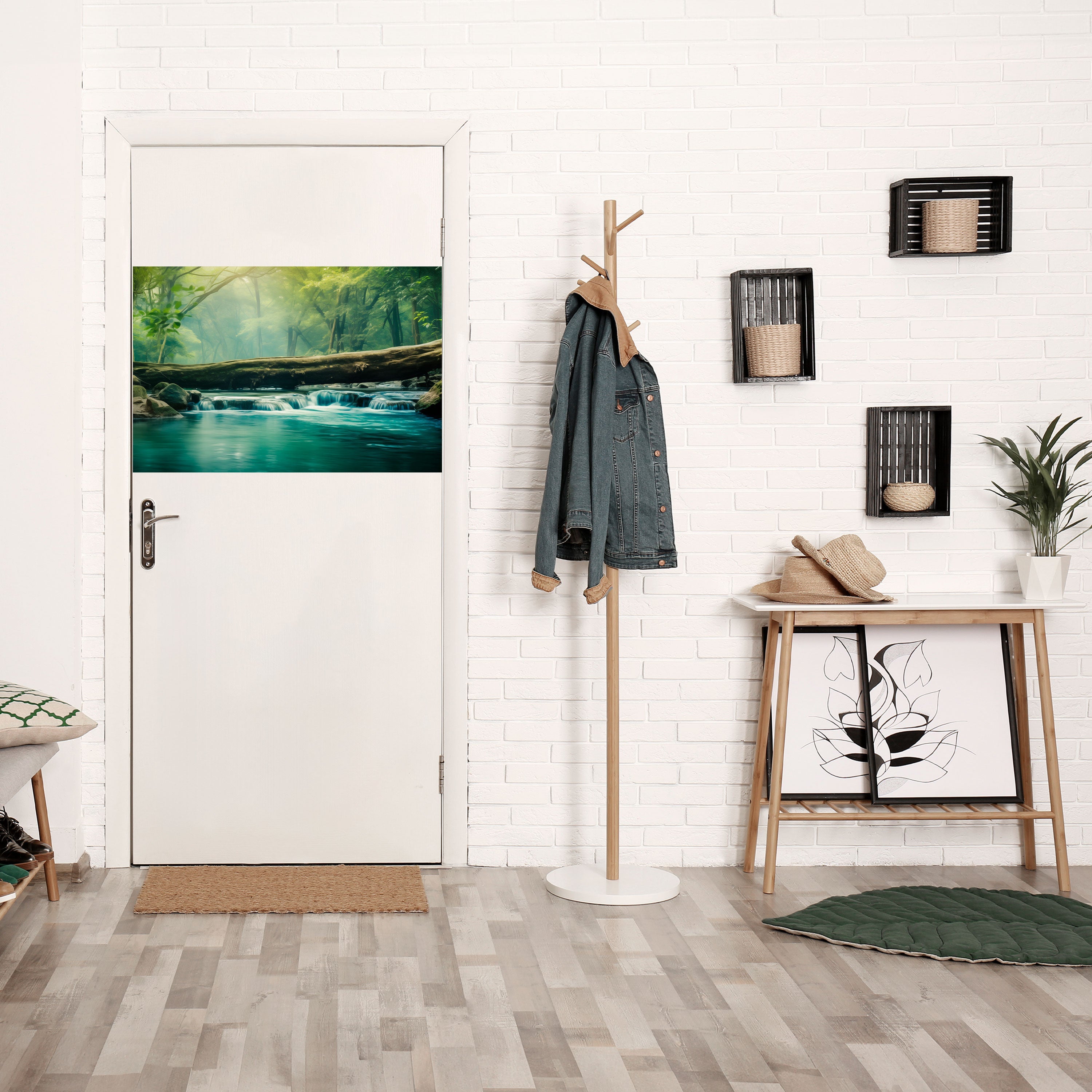 DRÖMMIGT VATTENFALL GLIMMER horisontell poster med självhäftande motiv